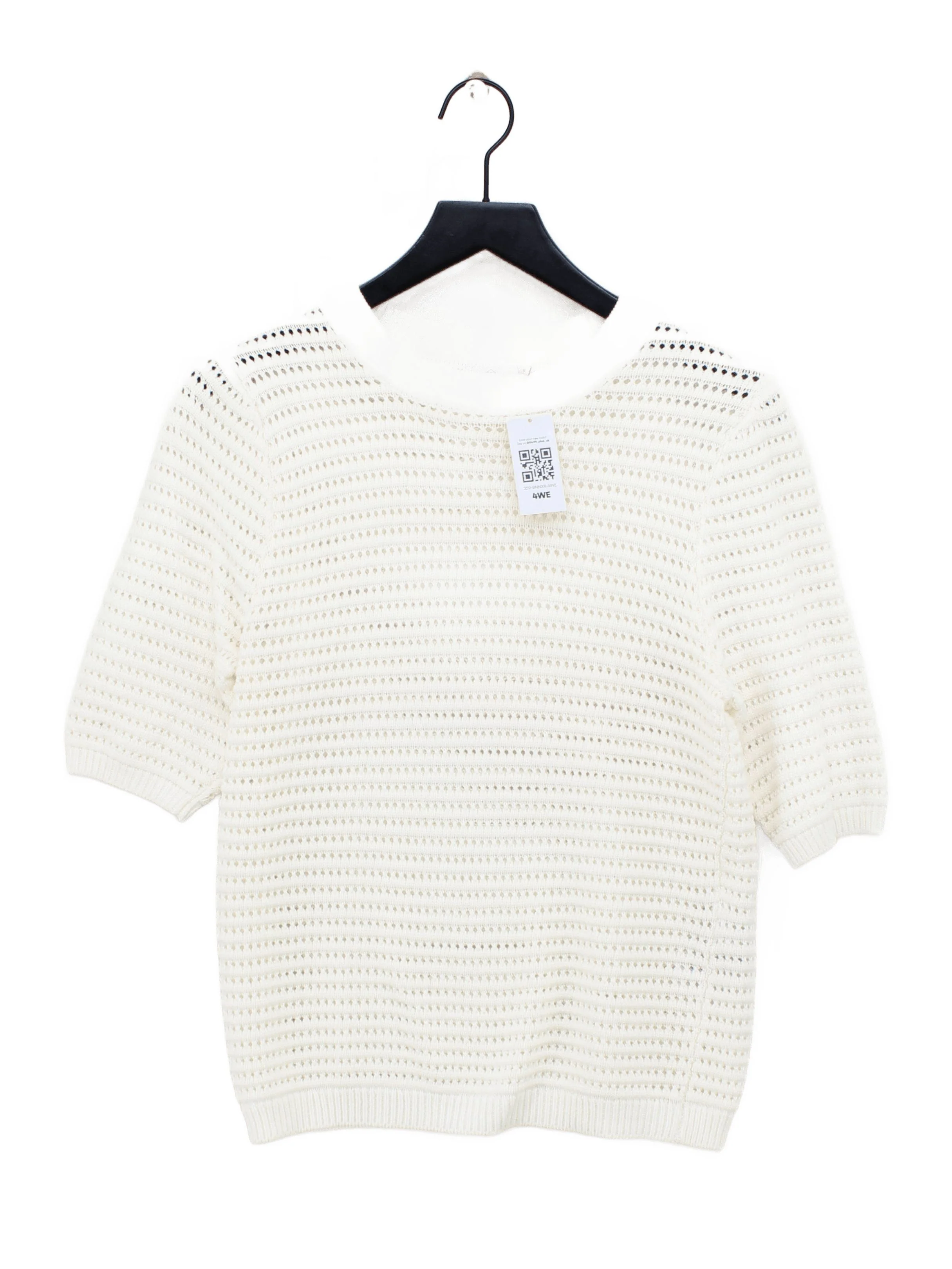 Kaffe Women's Jumper S White Cotton with Acrylic Crew Neck Pullover