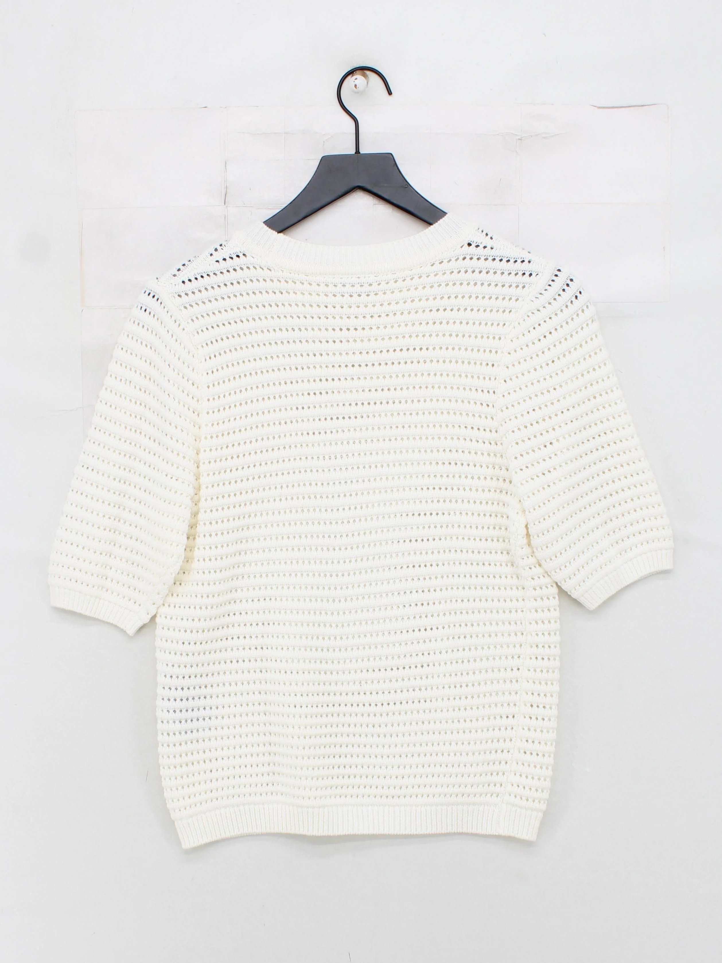 Kaffe Women's Jumper S White Cotton with Acrylic Crew Neck Pullover - Image 2