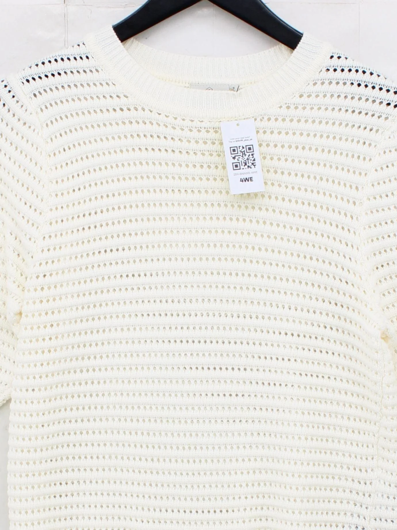 Kaffe Women's Jumper S White Cotton with Acrylic Crew Neck Pullover - Image 3