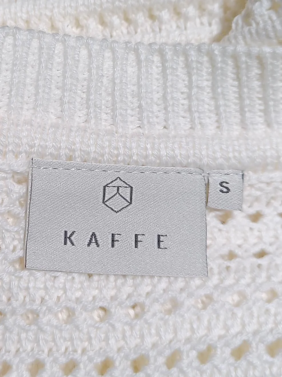 Kaffe Women's Jumper S White Cotton with Acrylic Crew Neck Pullover - Image 5