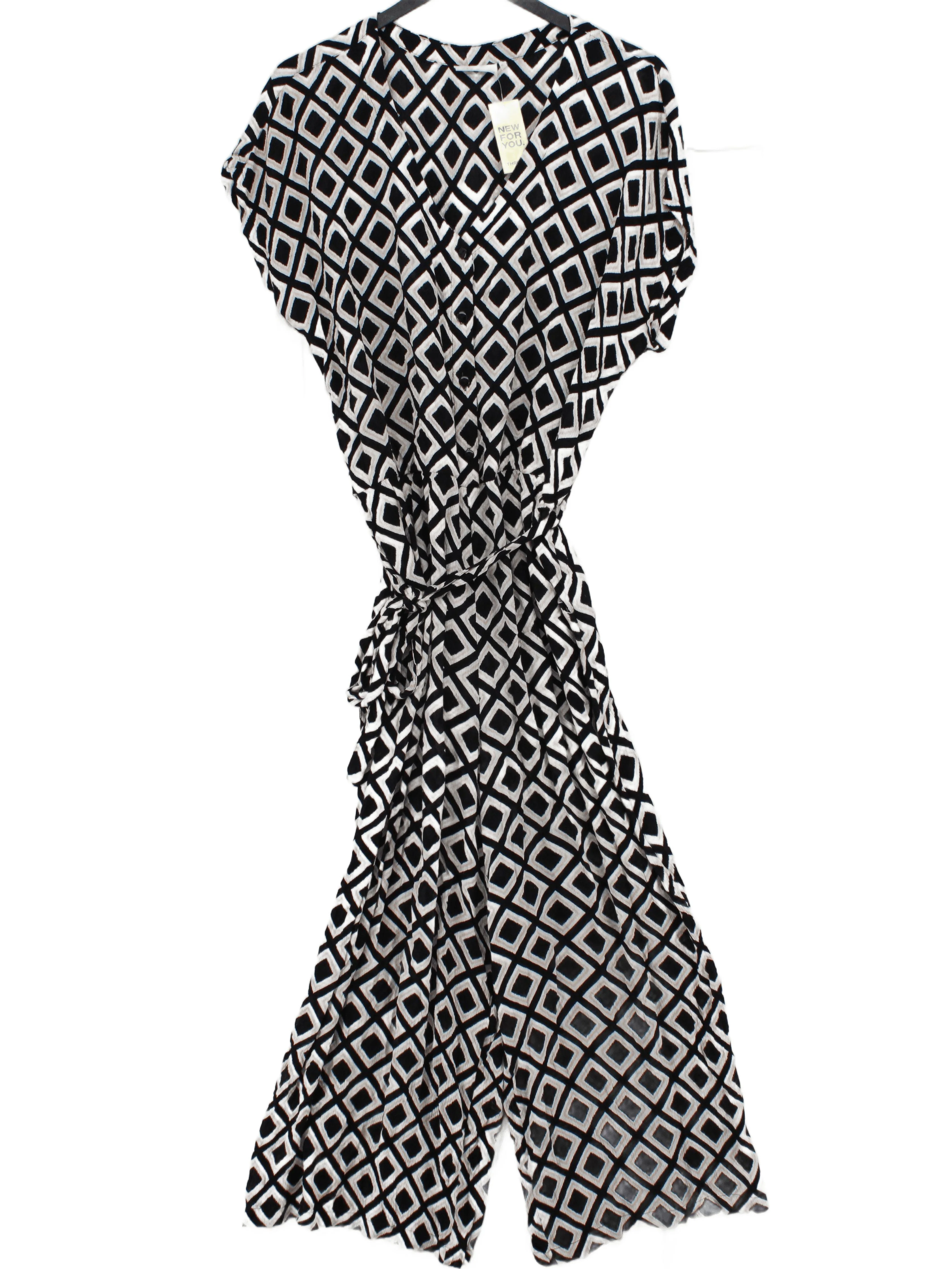Kaffe Women's Jumpsuit UK 12 Black Geometric 100% Other Wide-Leg Jumpsuit