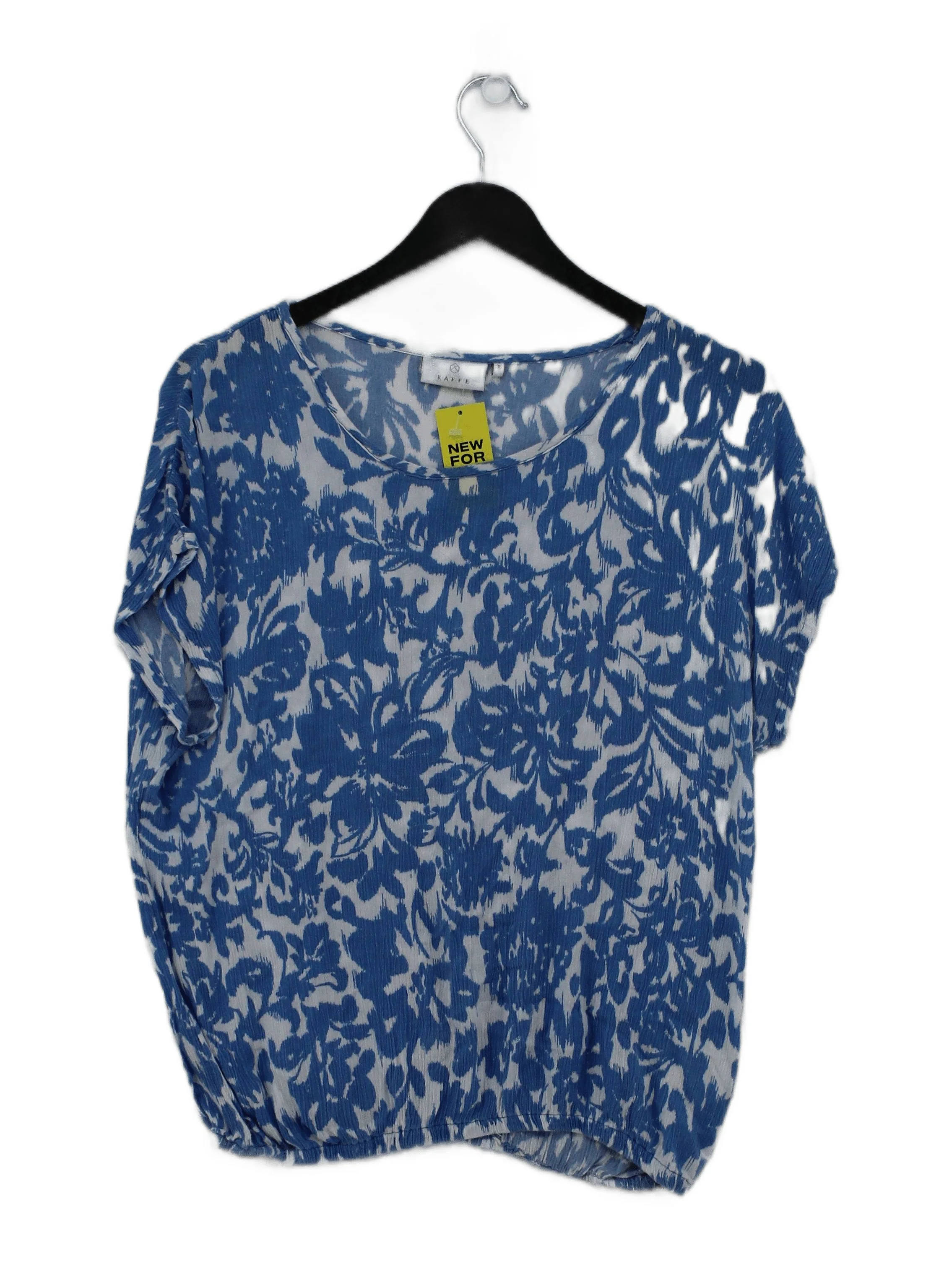 Kaffe Women's Top M Blue Floral 100% Other Short Sleeve Round Neck Basic