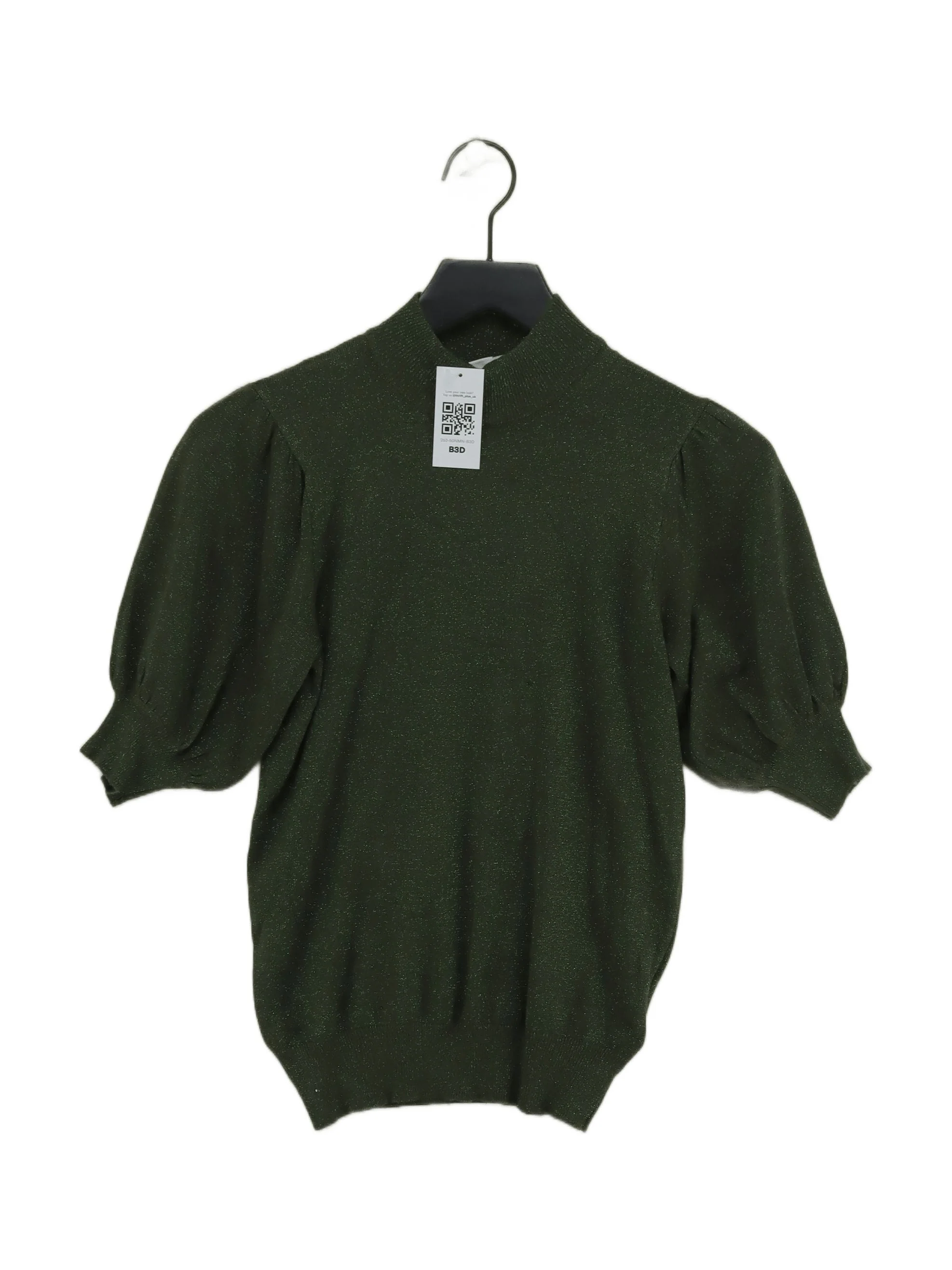 Kaffe Women's Top XS Green Viscose with Other Short Sleeve Mock Neck Basic