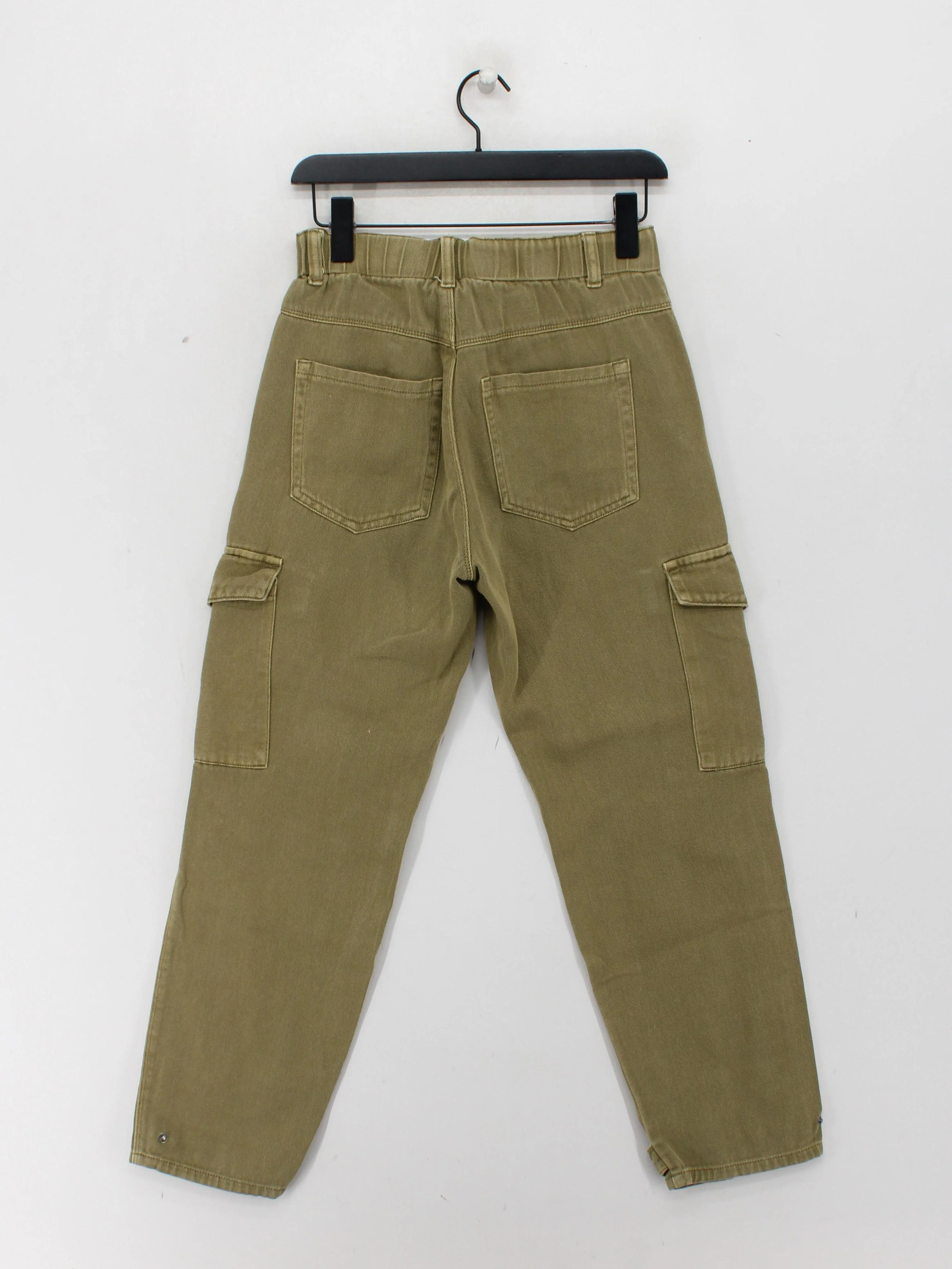 Kaffe Women's Trousers W 26 in Green 100% Cotton Tapered Cargo - Image 2