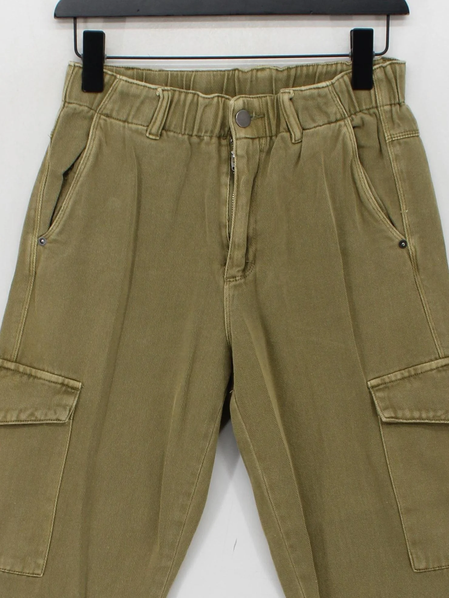 Kaffe Women's Trousers W 26 in Green 100% Cotton Tapered Cargo - Image 3