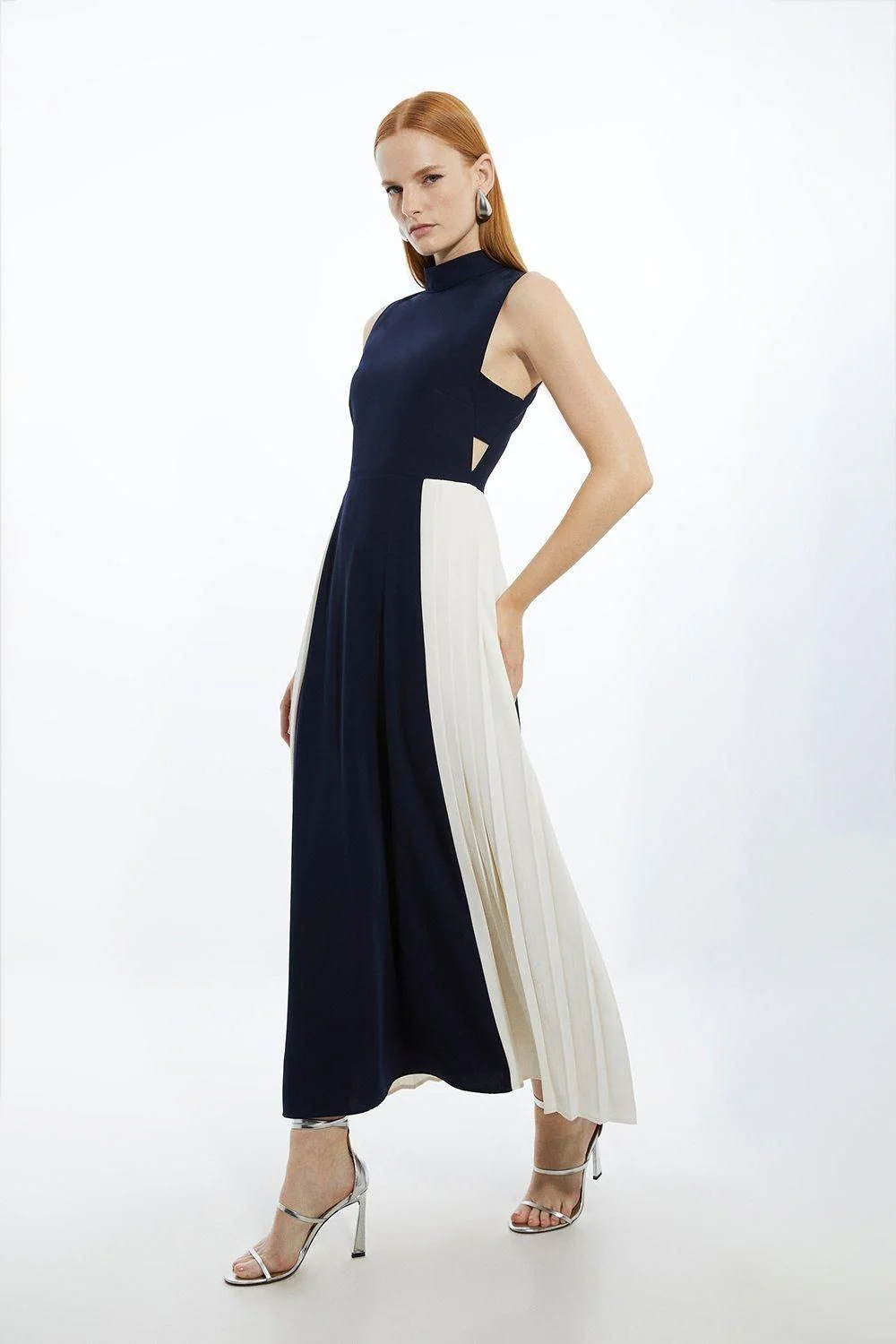 Karen Millen A-Line Maxi Dress UK12 in Blue RRP £189
