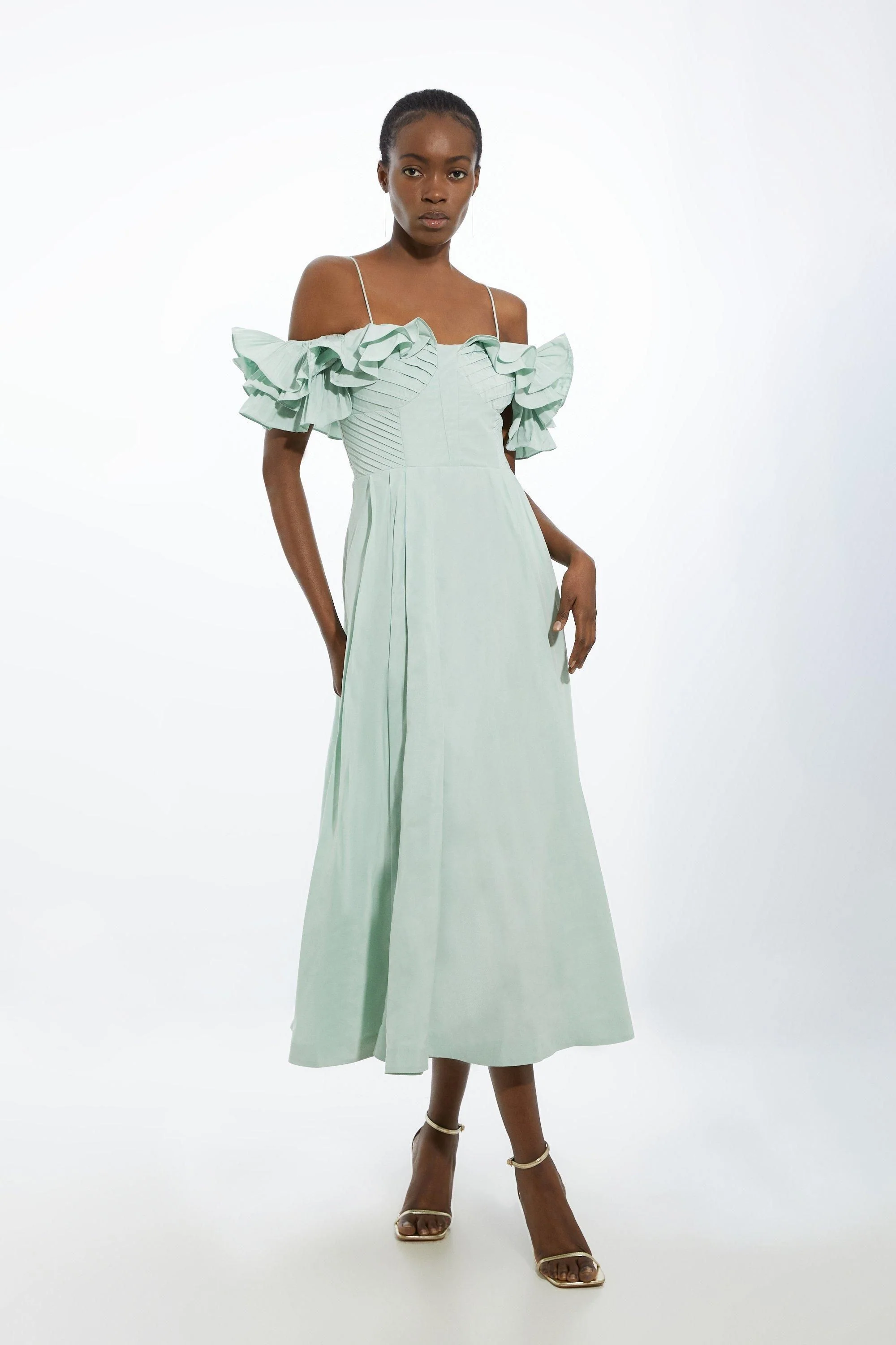 Karen Millen A-Line Maxi Dress UK12 in Green RRP £319