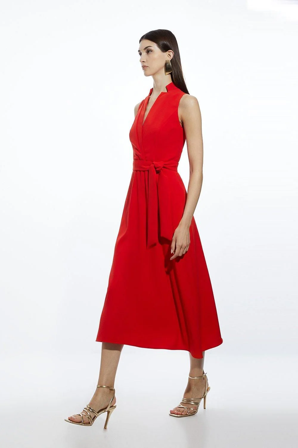 Karen Millen A-Line Maxi Dress UK12 in Red RRP £189
