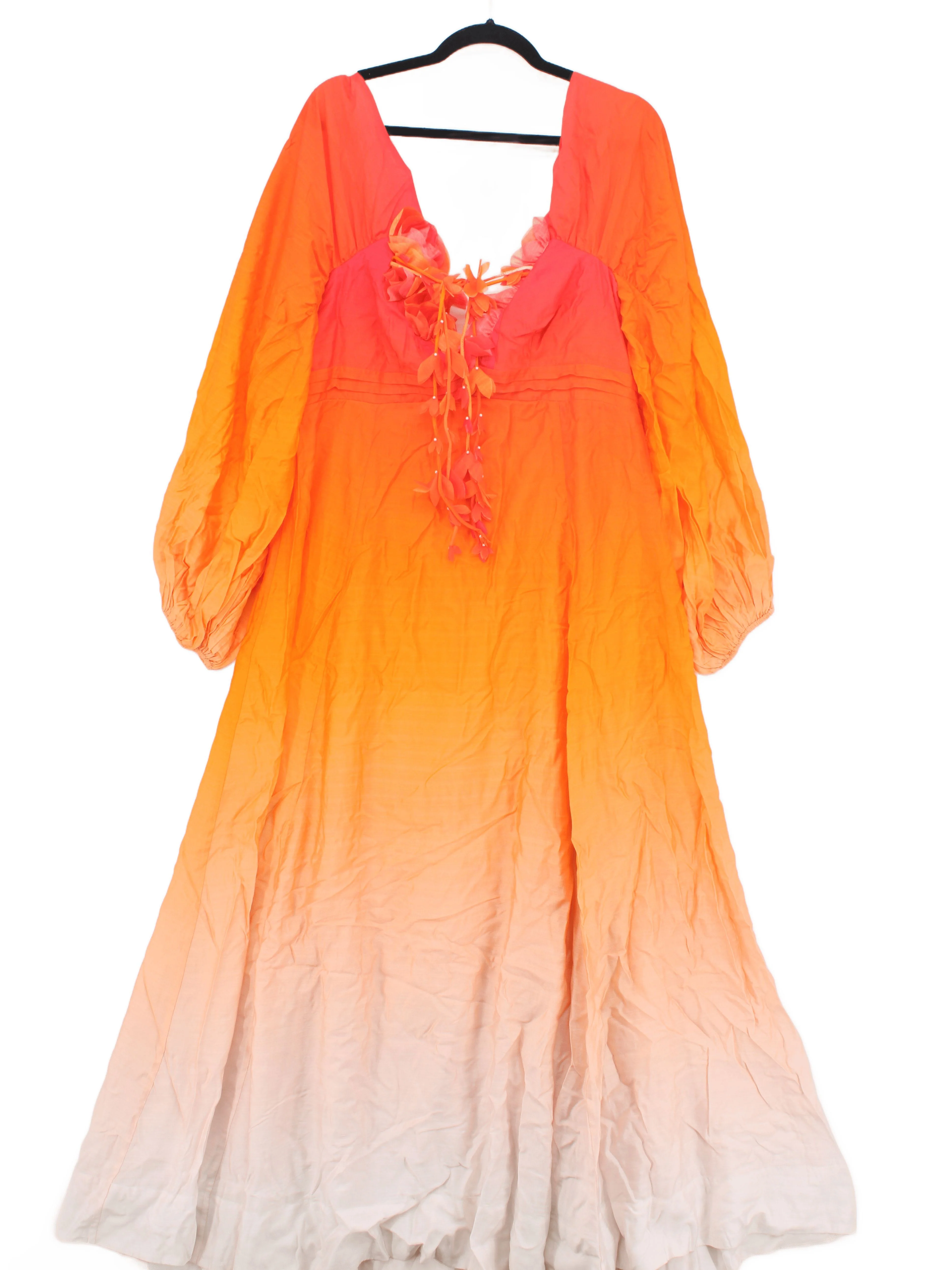 Karen Millen A-Line Maxi Dress UK16 in Orange RRP £299