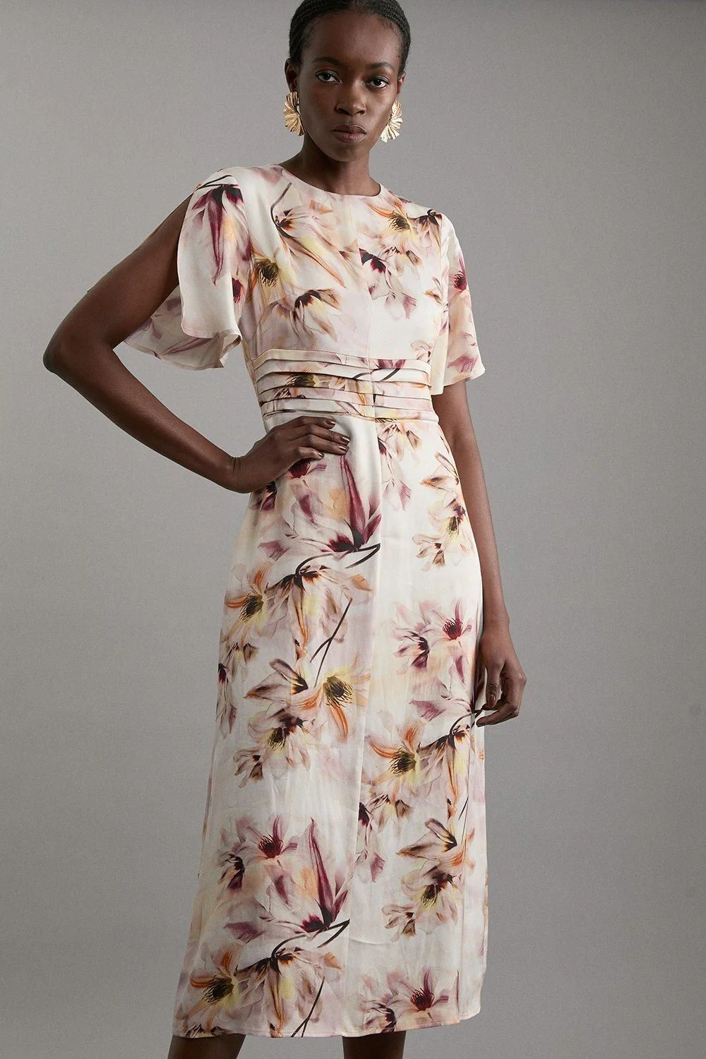 Karen Millen A-Line Midi Dress UK12 in Pink RRP £159