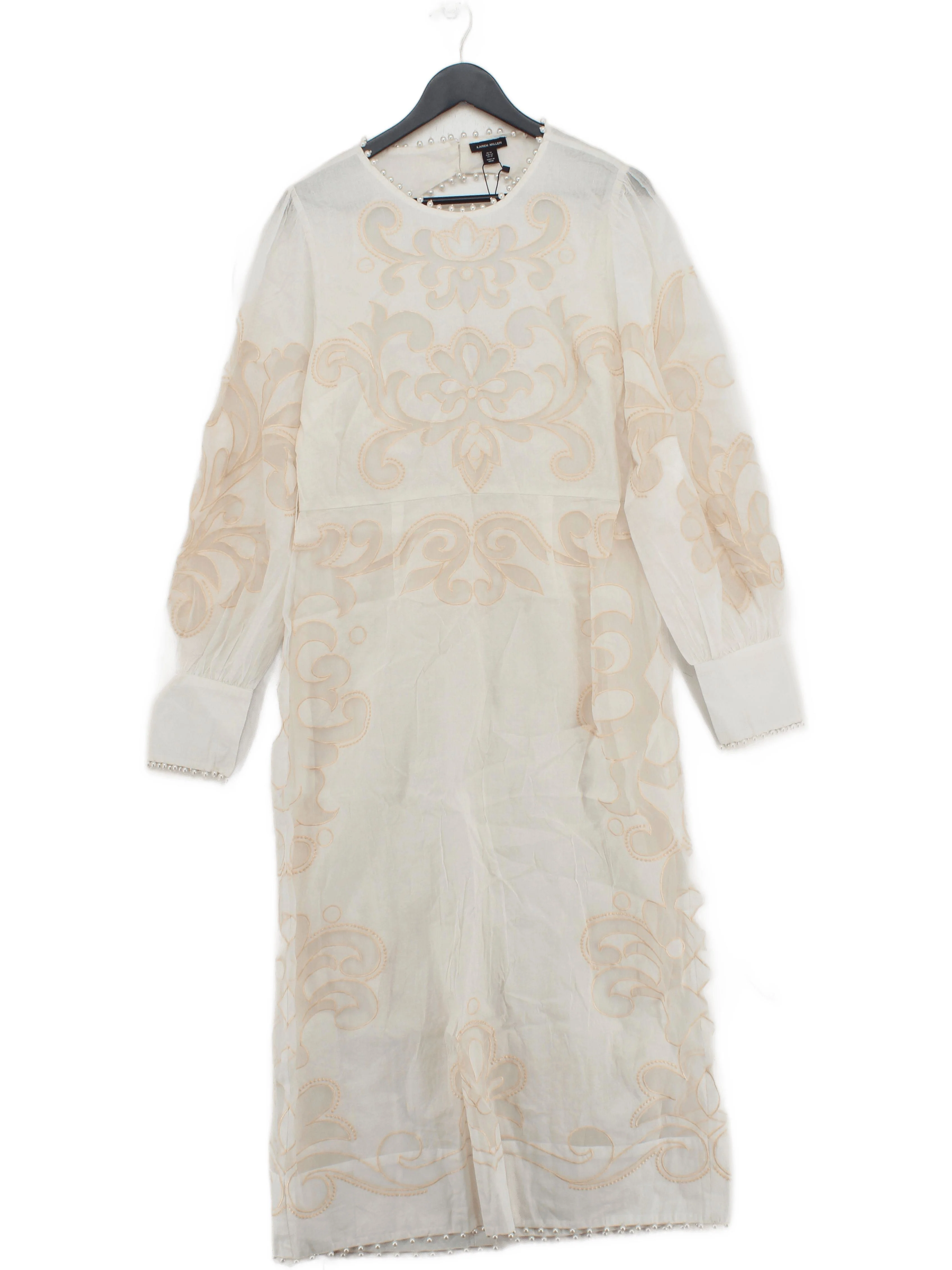 Karen Millen A-Line Midi Dress UK14 in Cream RRP £369