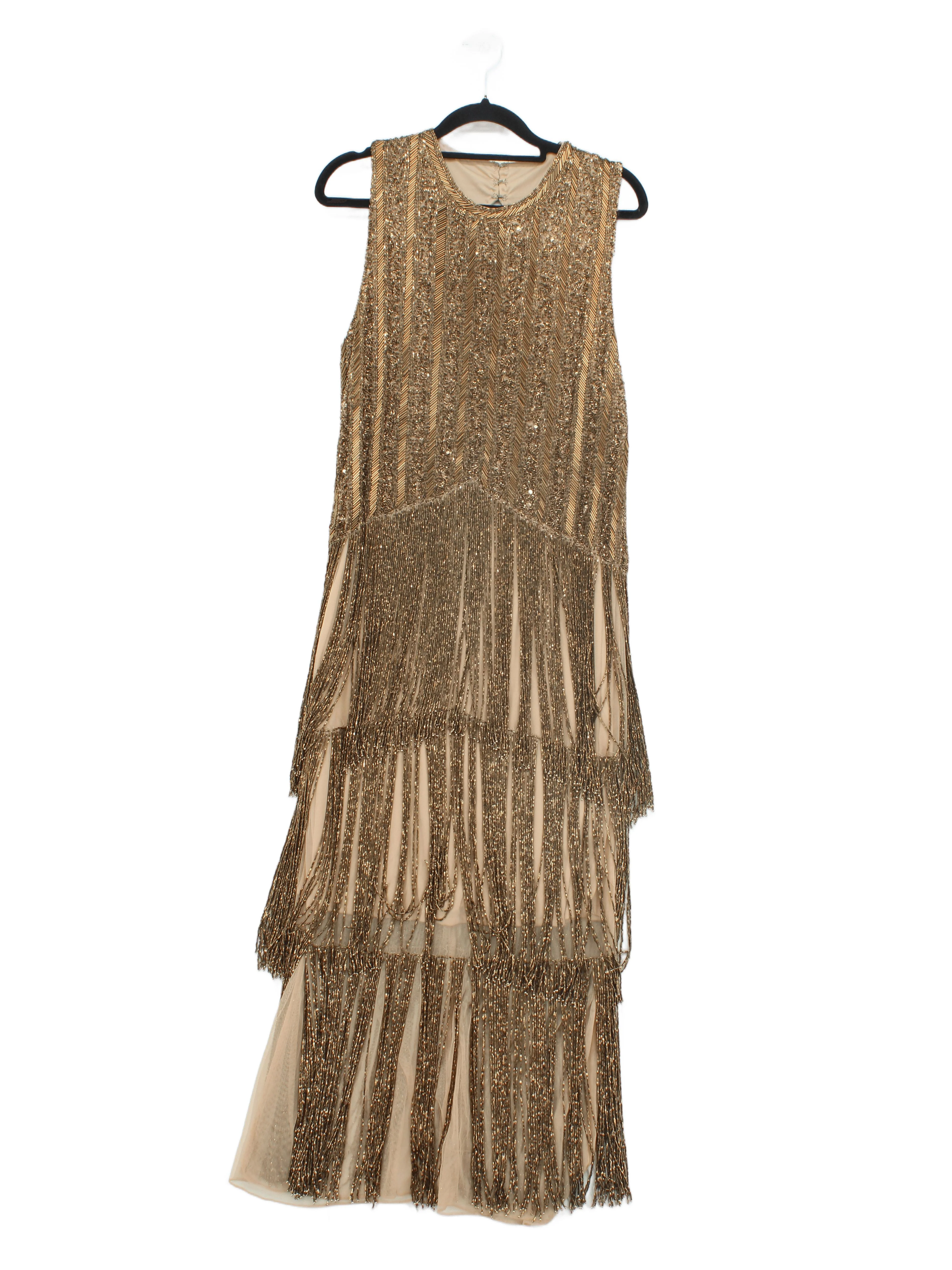 Karen Millen A-Line Midi Dress UK14 in Gold RRP £469