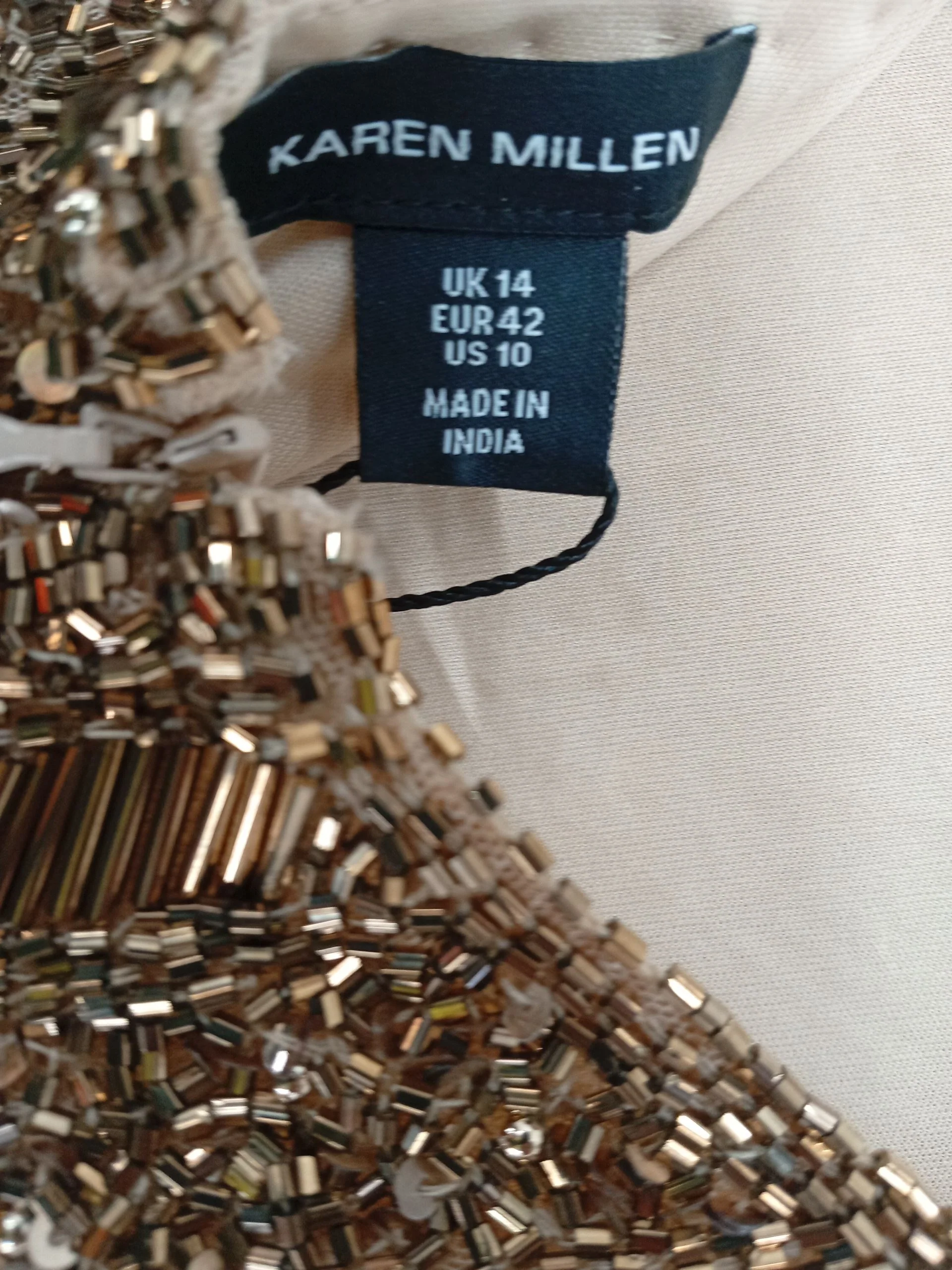 Karen Millen A-Line Midi Dress UK14 in Gold RRP £469 - Image 5