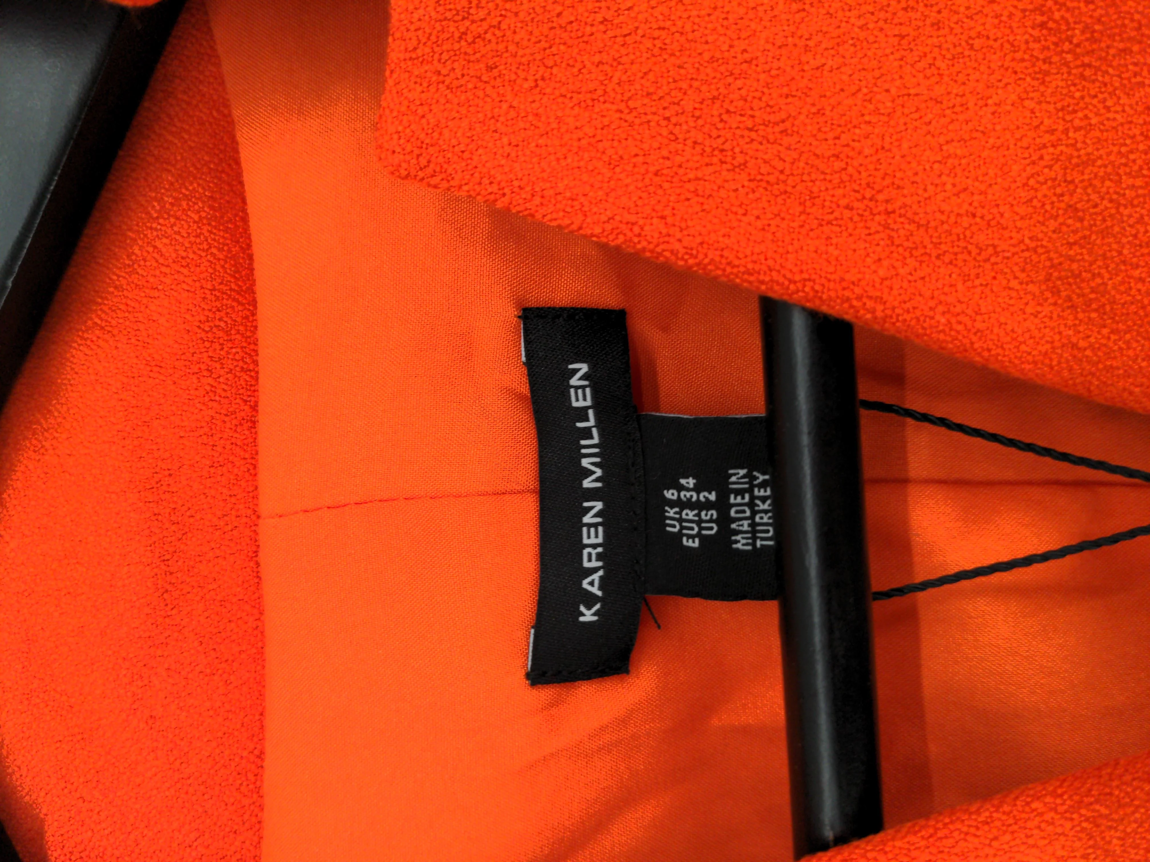 Karen Millen A-Line Midi Dress UK6 in Orange RRP £219 - Image 6