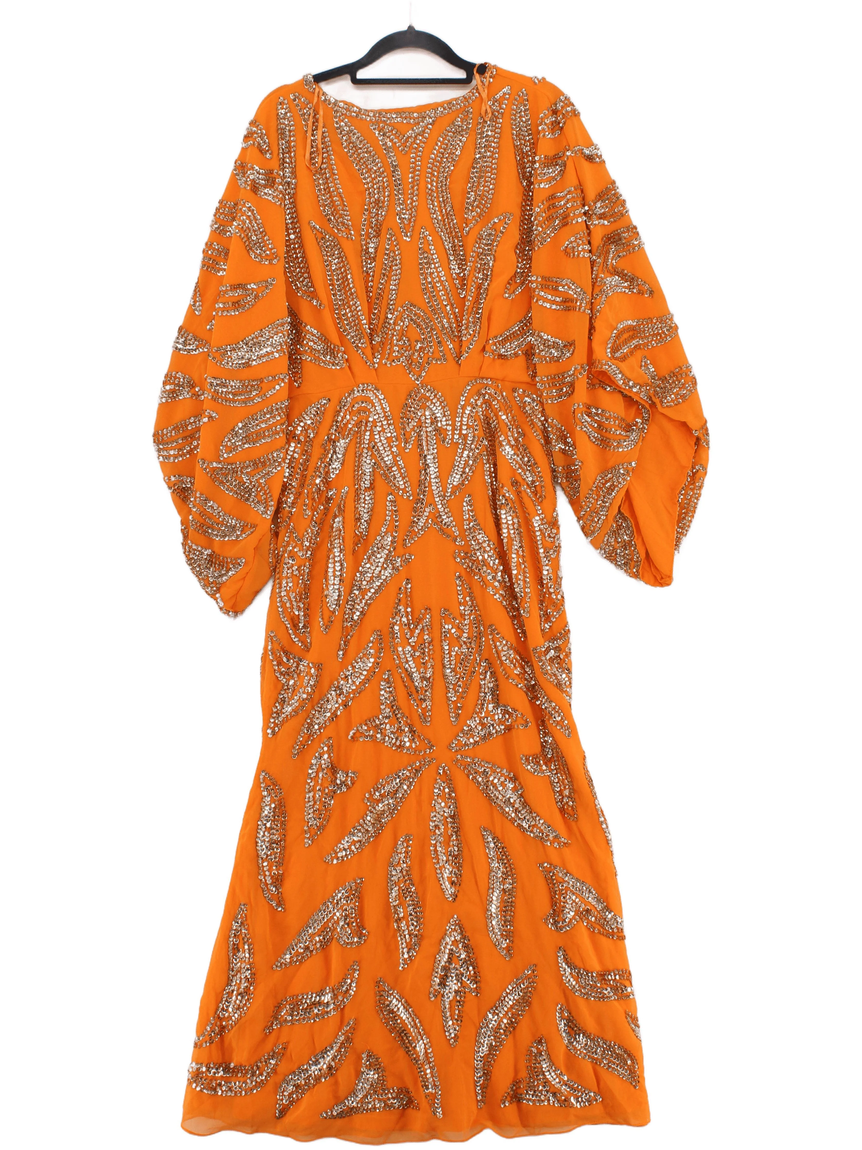 Karen Millen A-Line Midi Dress UK8 in Orange RRP £279