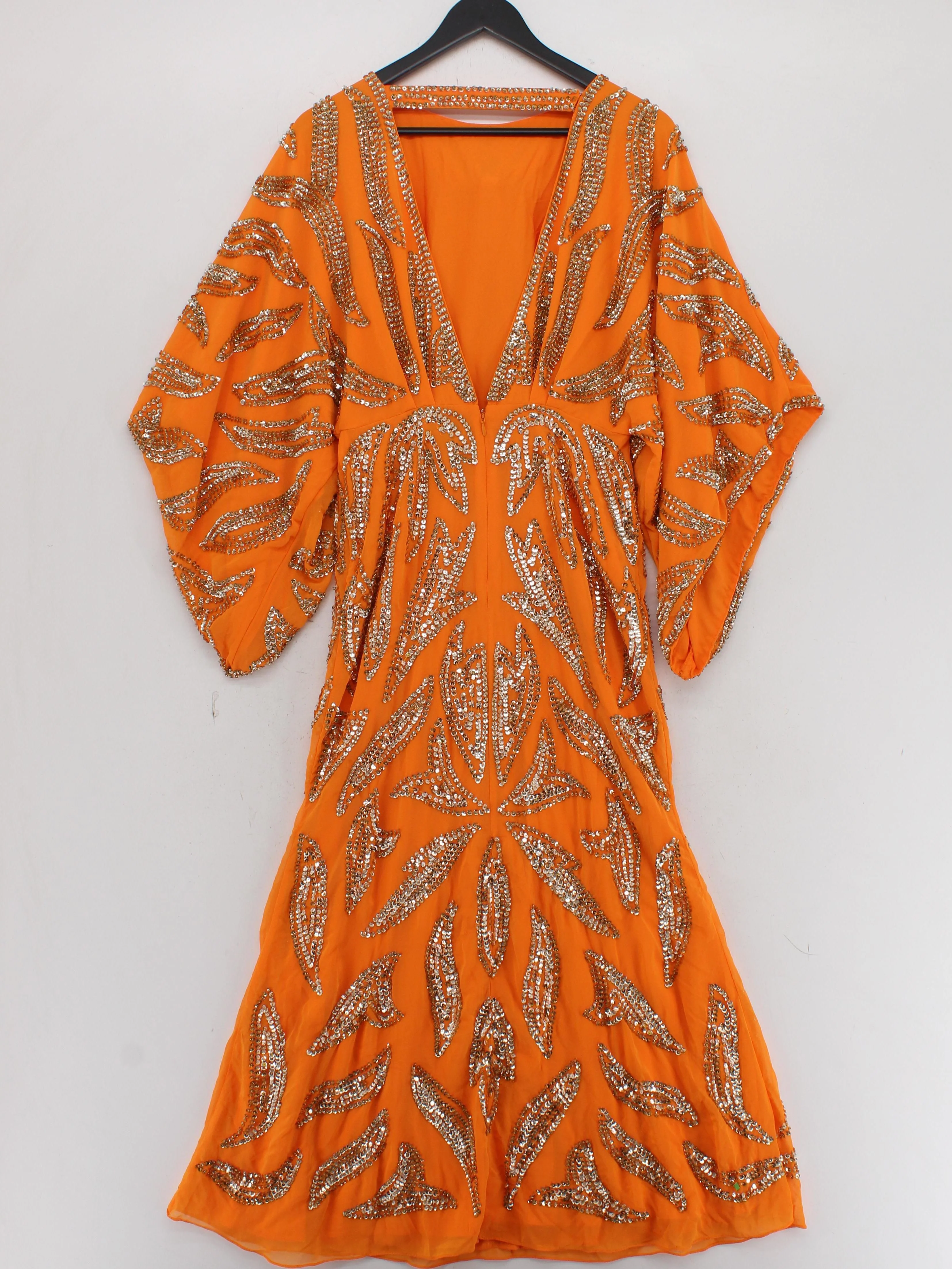 Karen Millen A-Line Midi Dress UK8 in Orange RRP £279 - Image 2