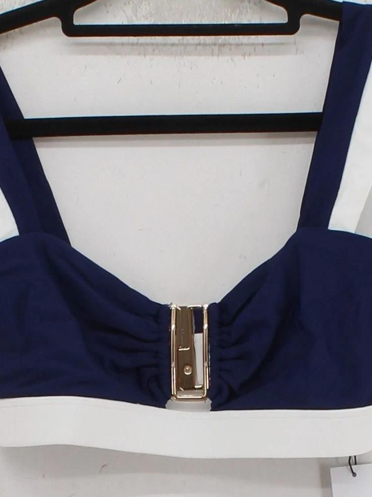 Karen Millen bandeau bikini top in blue RRP £49 - Image 3