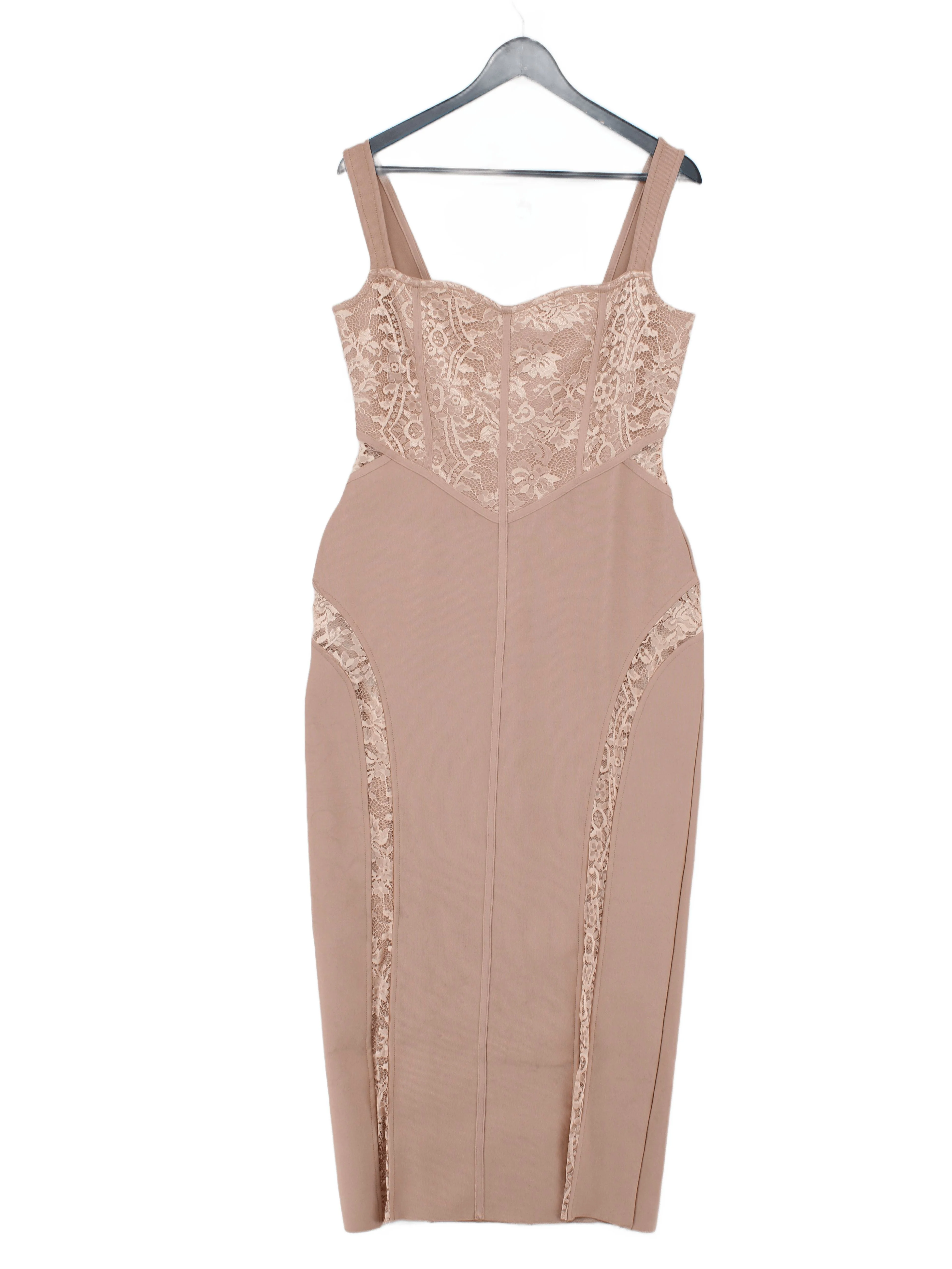 Karen Millen Bodycon Maxi Dress M in Cream