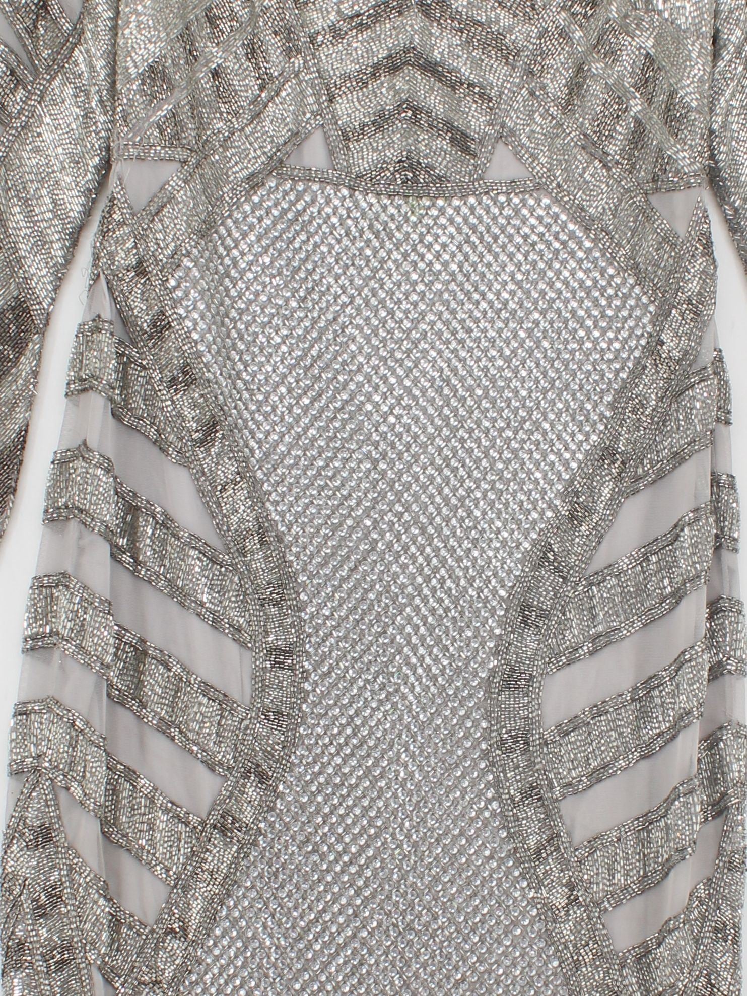 Karen Millen Bodycon Maxi Dress UK12 in Silver RRP £439 - Image 3