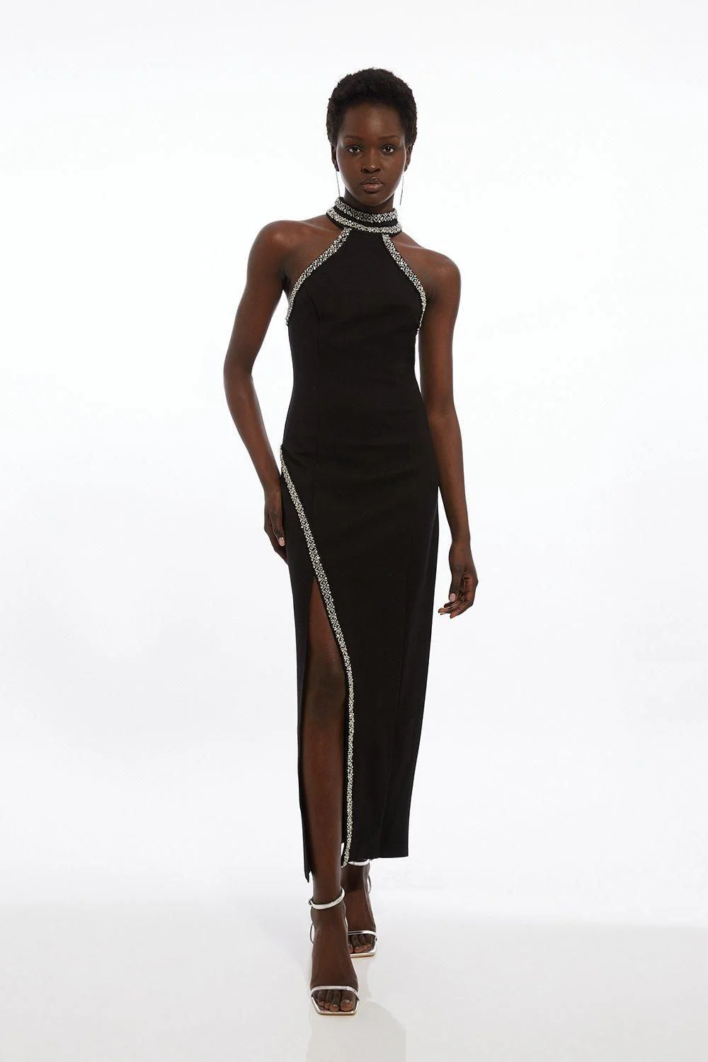 Karen Millen Bodycon Midi Dress L in Black RRP £189