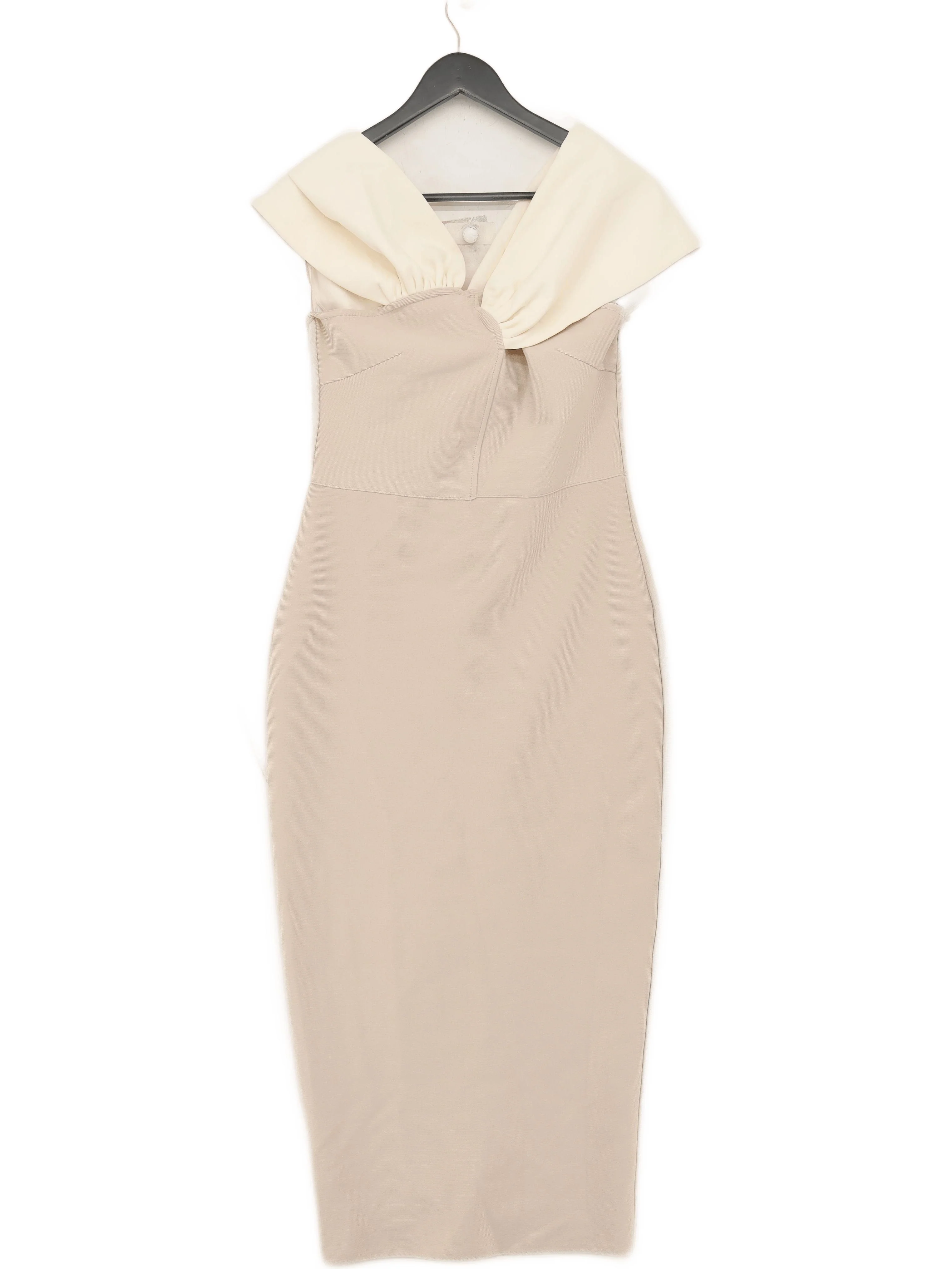 Karen Millen Bodycon Midi Dress M in Cream RRP £119