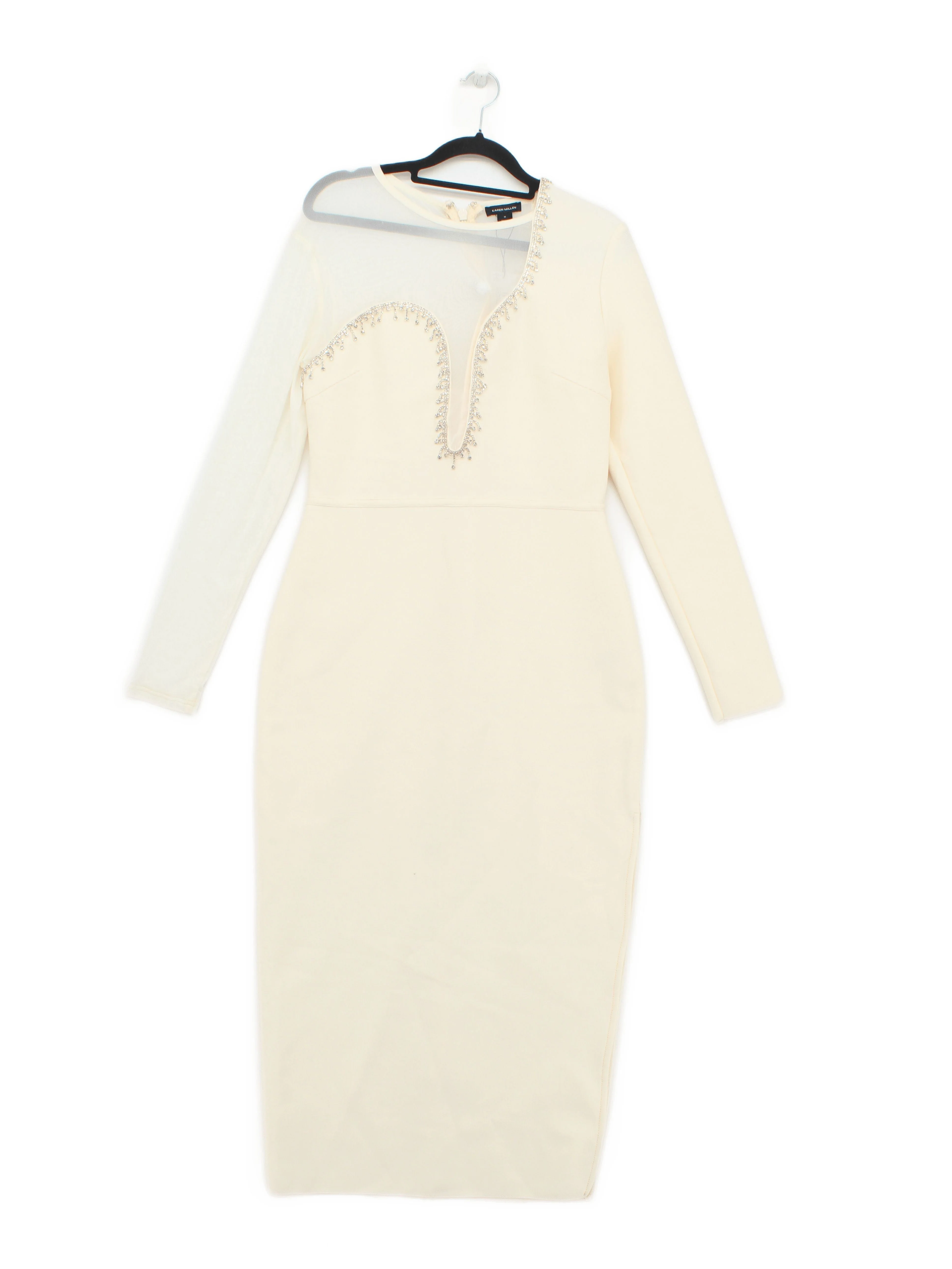 Karen Millen Bodycon Midi Dress M in Cream RRP £119