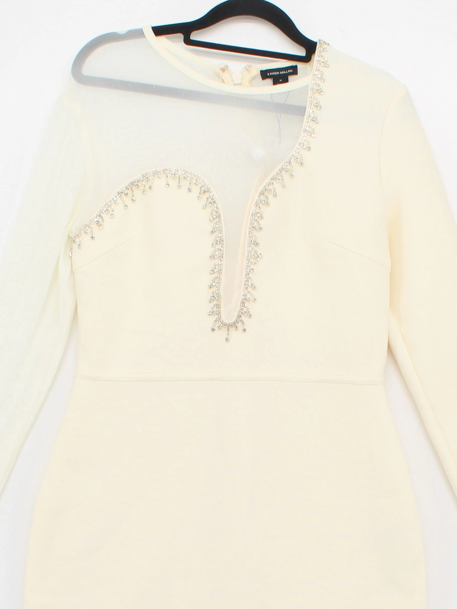 Karen Millen Bodycon Midi Dress M in Cream RRP £119 - Image 3