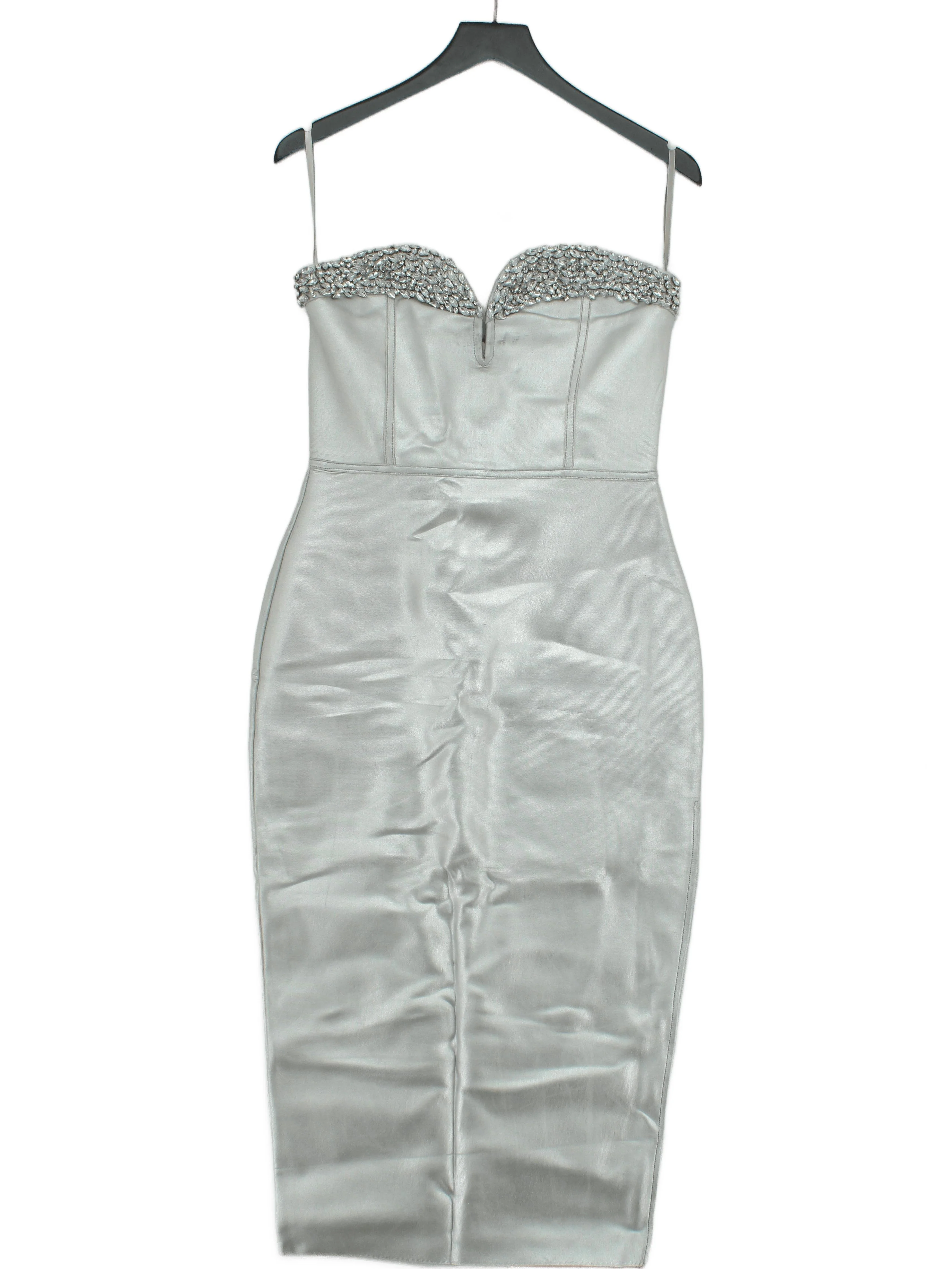 Karen Millen Bodycon Midi Dress M in Silver RRP £139