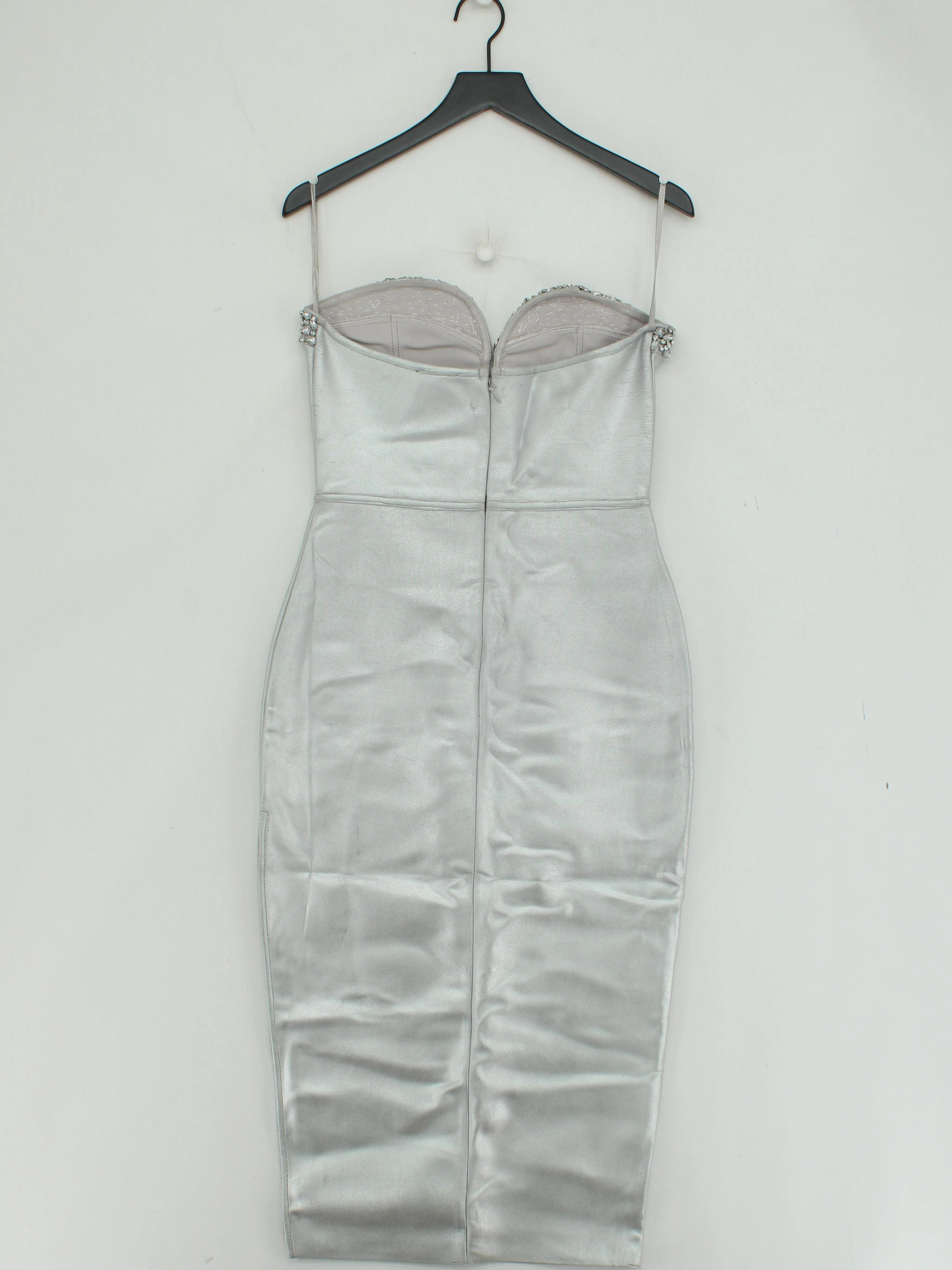 Karen Millen Bodycon Midi Dress M in Silver RRP £139 - Image 2