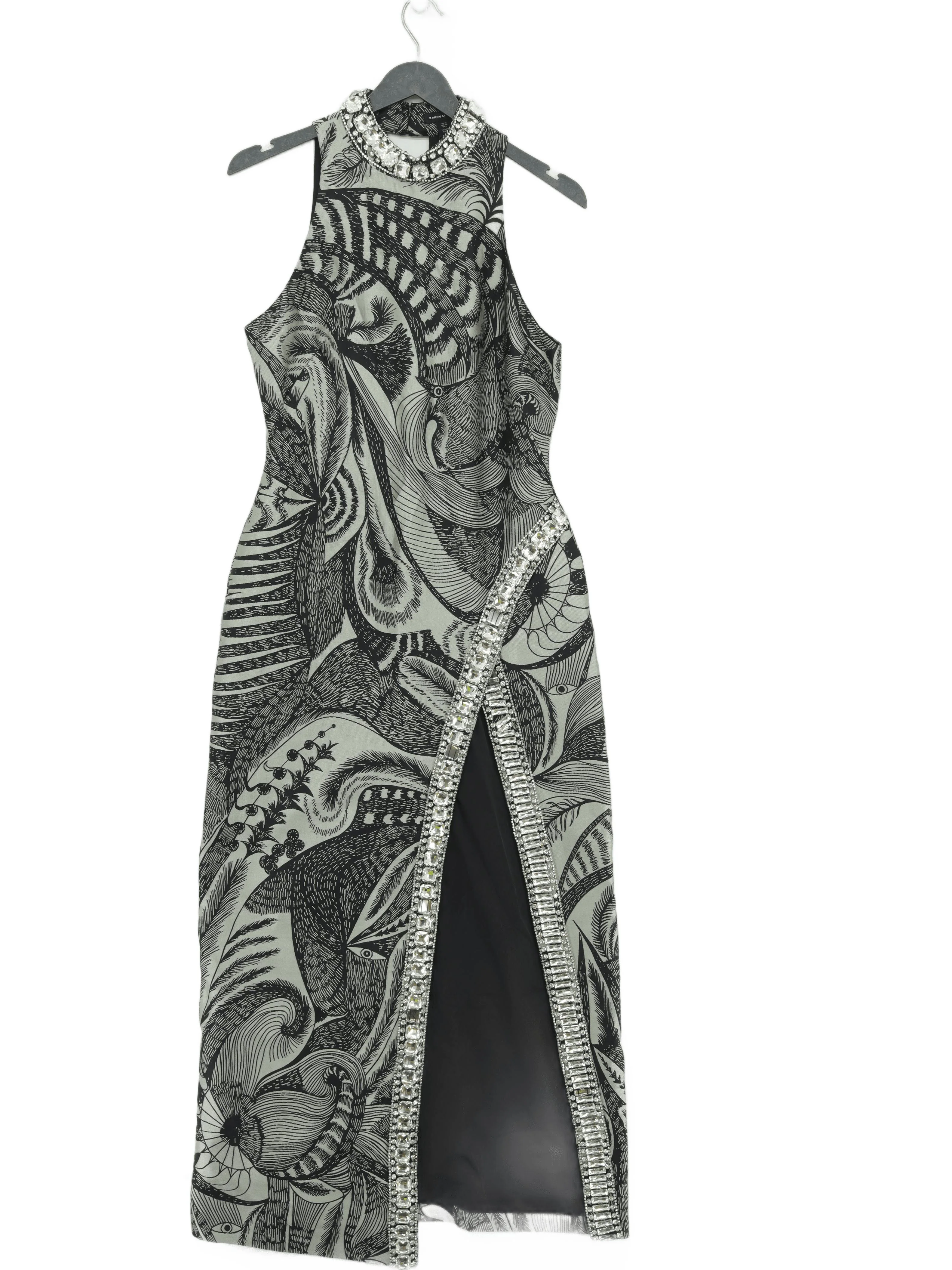 Karen Millen Bodycon Midi Dress UK10 in Black RRP £309