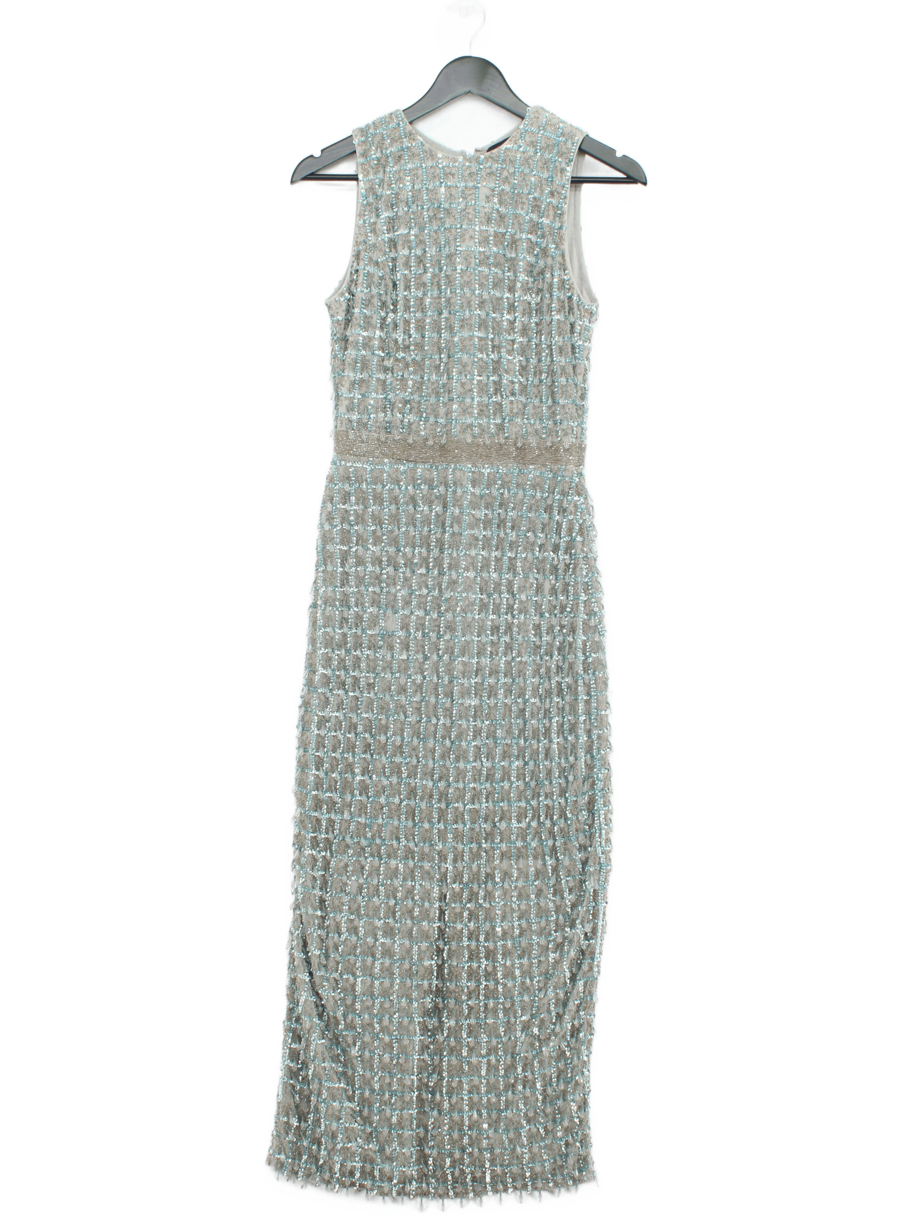 Karen Millen Bodycon Midi Dress UK10 in Blue RRP £349