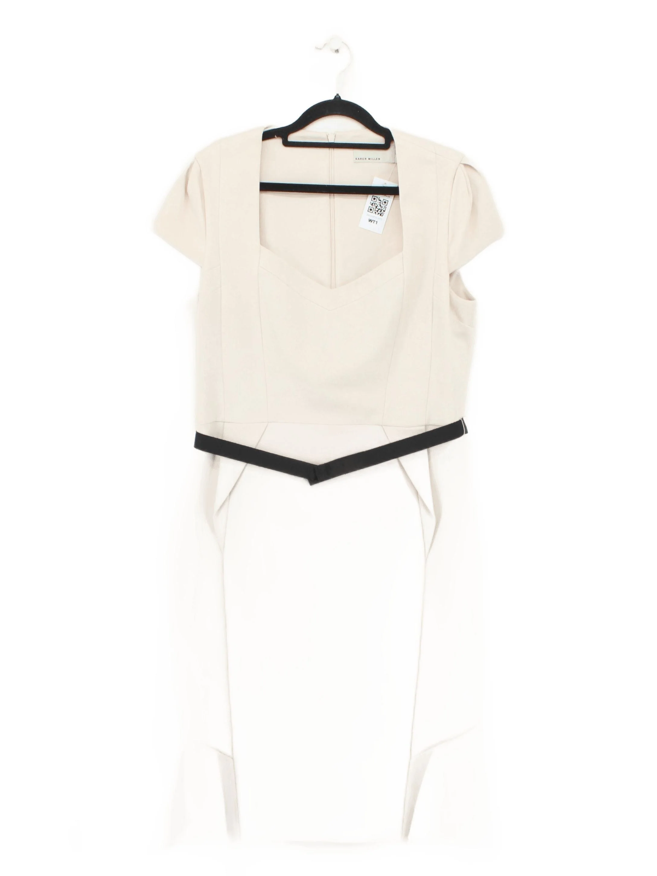 Karen Millen Bodycon Midi Dress UK10 in Cream