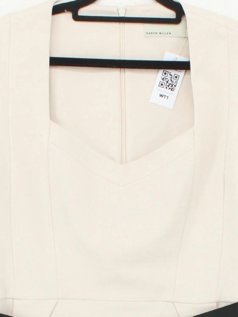 Karen Millen Bodycon Midi Dress UK10 in Cream - Image 3