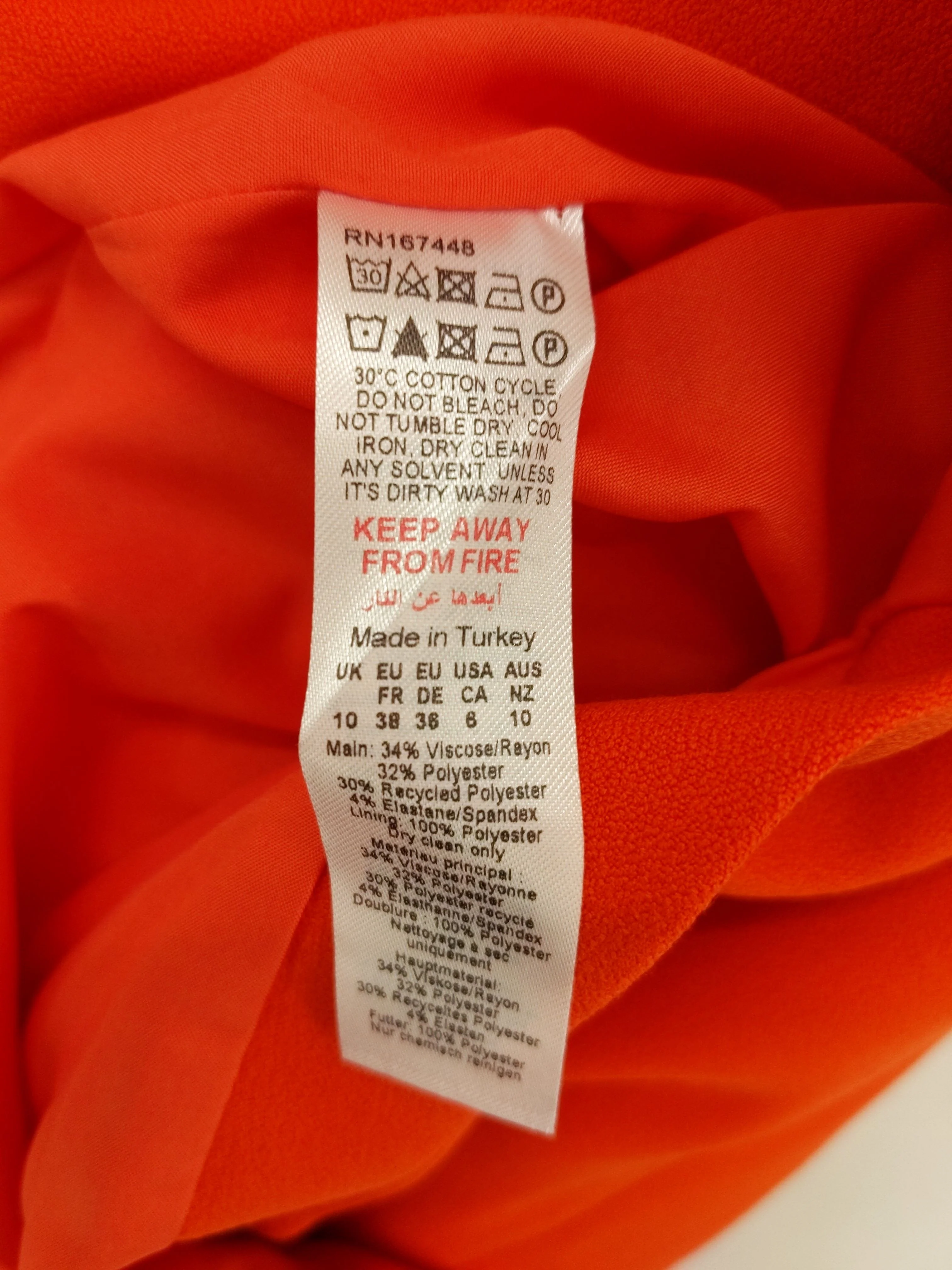 Karen Millen Bodycon Midi Dress UK10 in Orange RRP £199 - Image 7