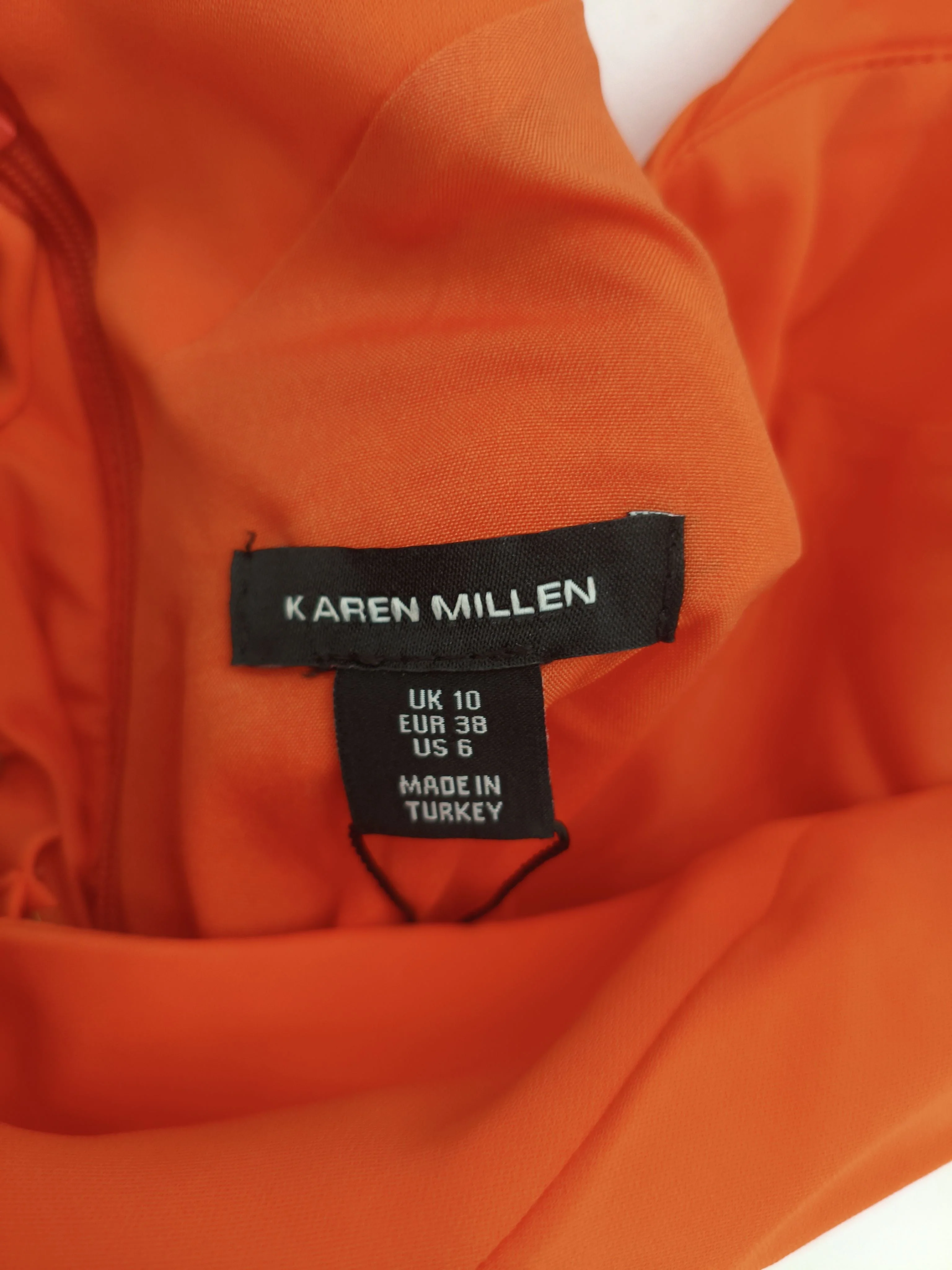 Karen Millen Bodycon Midi Dress UK10 in Orange RRP £239 - Image 6