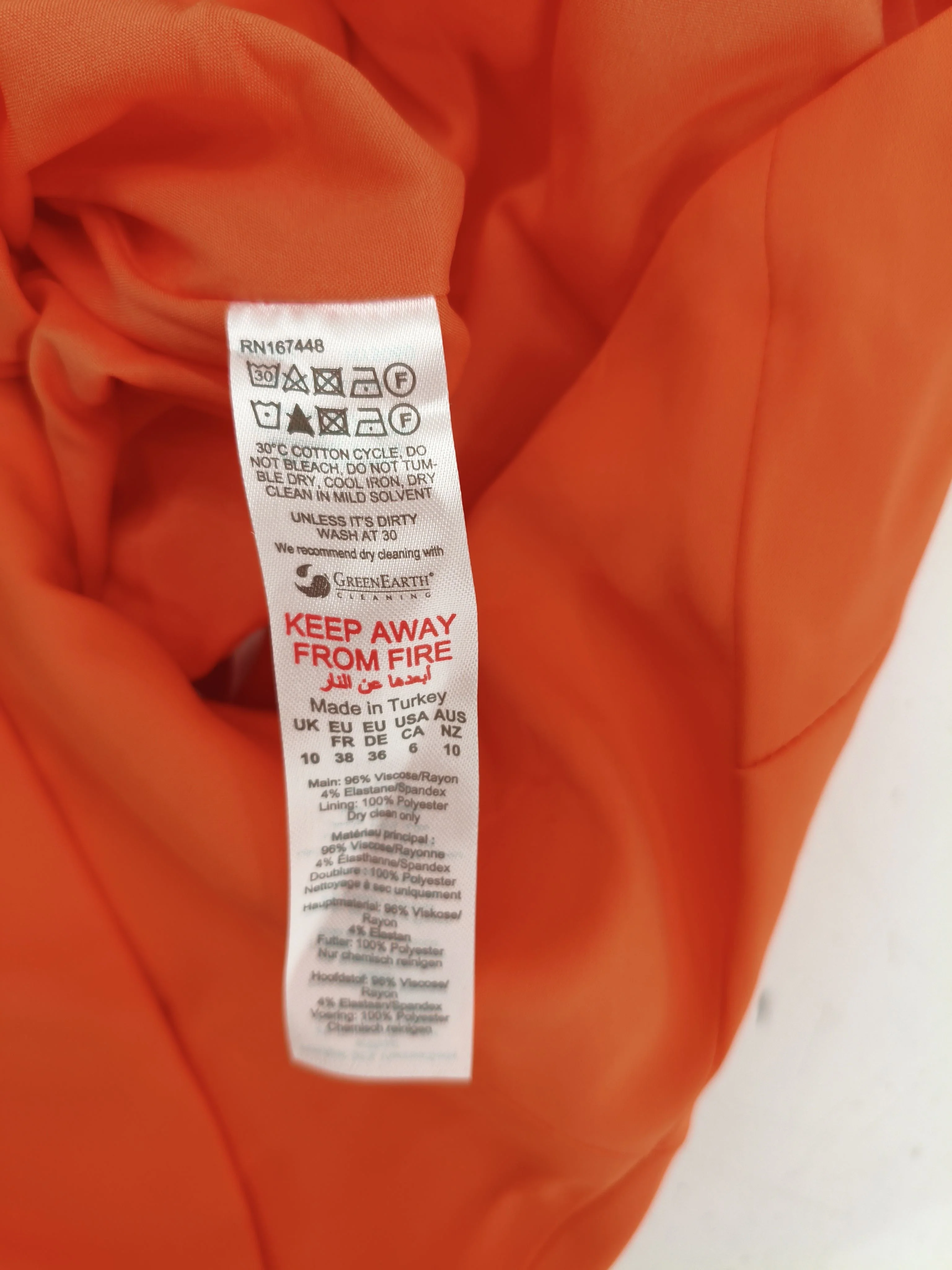 Karen Millen Bodycon Midi Dress UK10 in Orange RRP £239 - Image 7