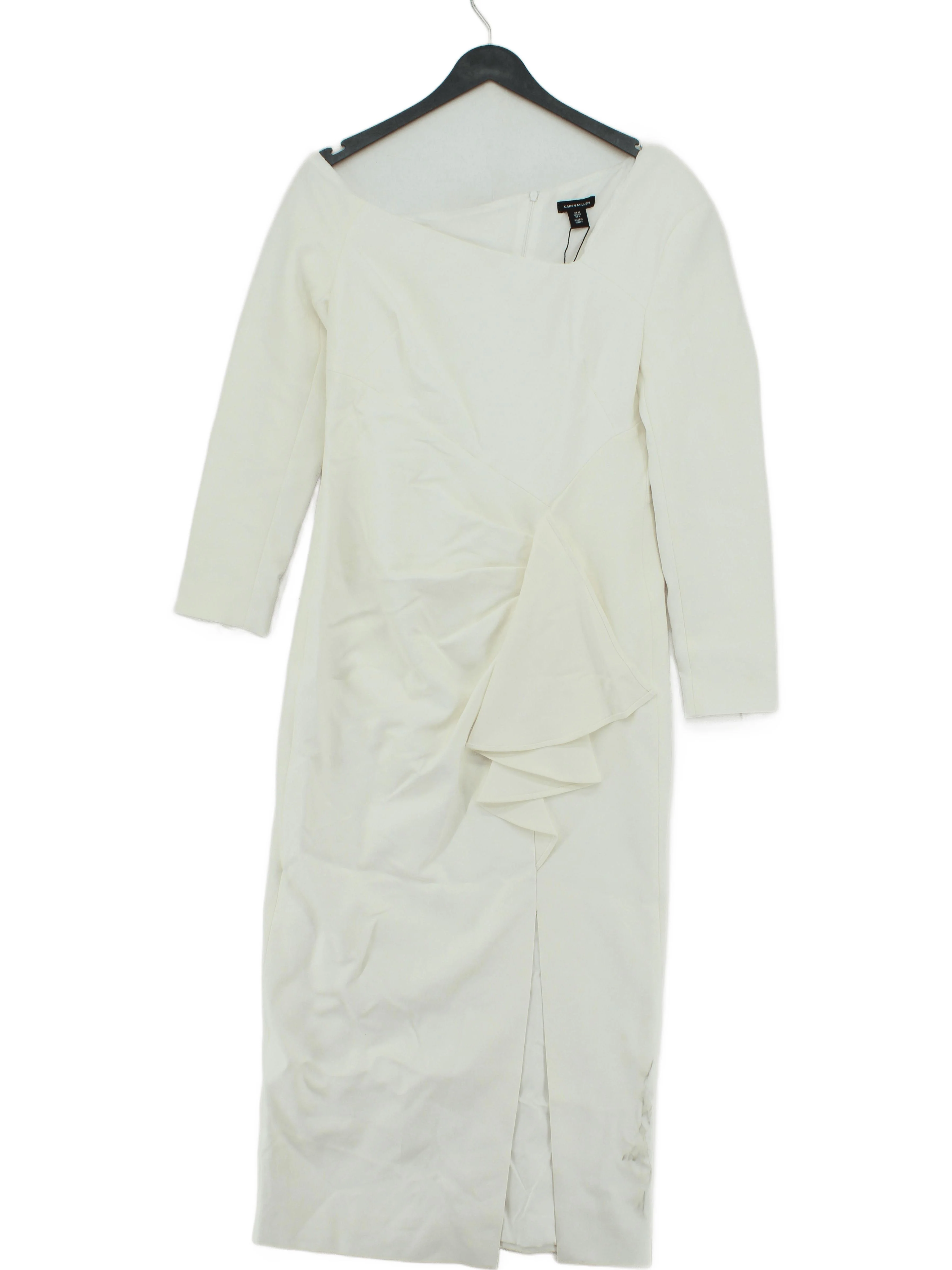 Karen Millen Bodycon Midi Dress UK12 in Cream RRP £199
