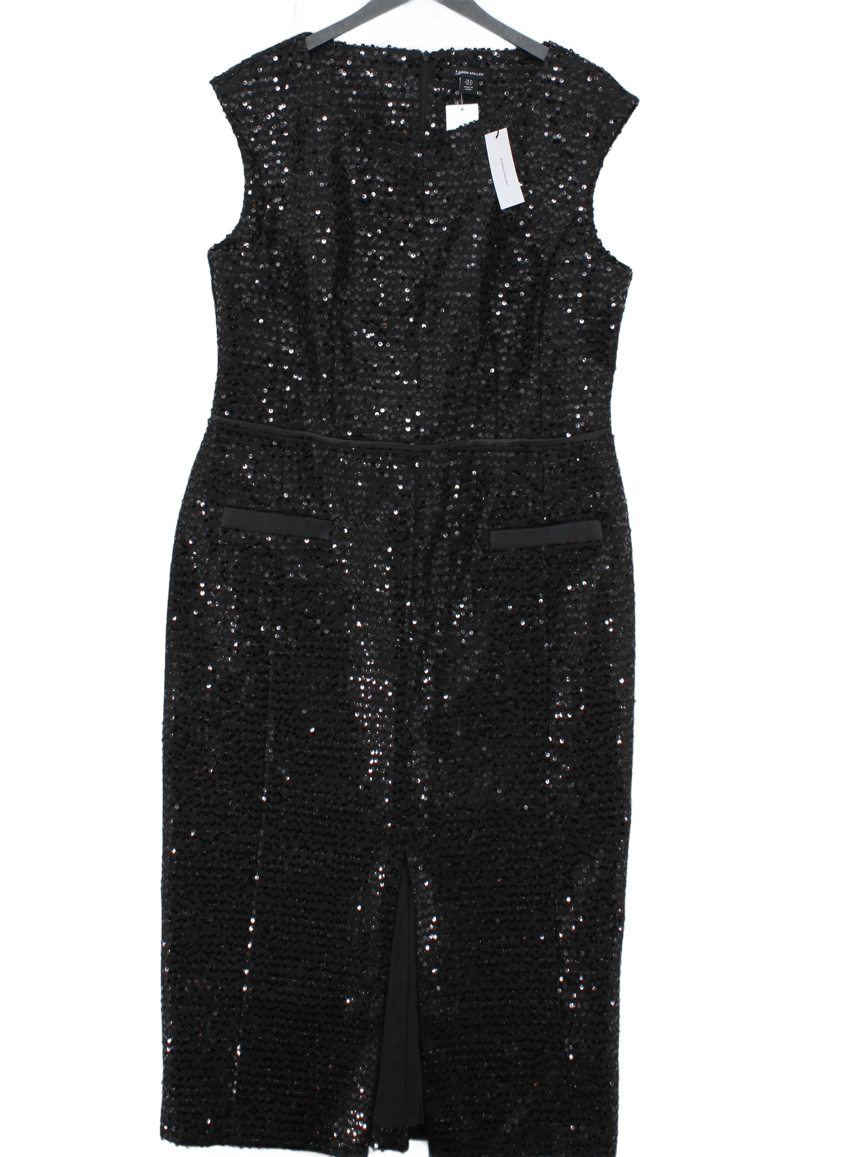 Karen Millen Bodycon Midi Dress UK14 in Black