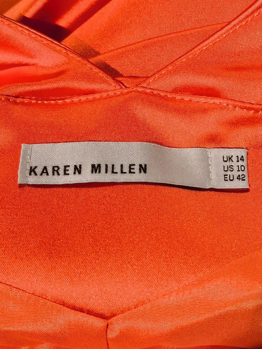 Karen Millen Bodycon Midi Dress UK14 in Orange - Image 5