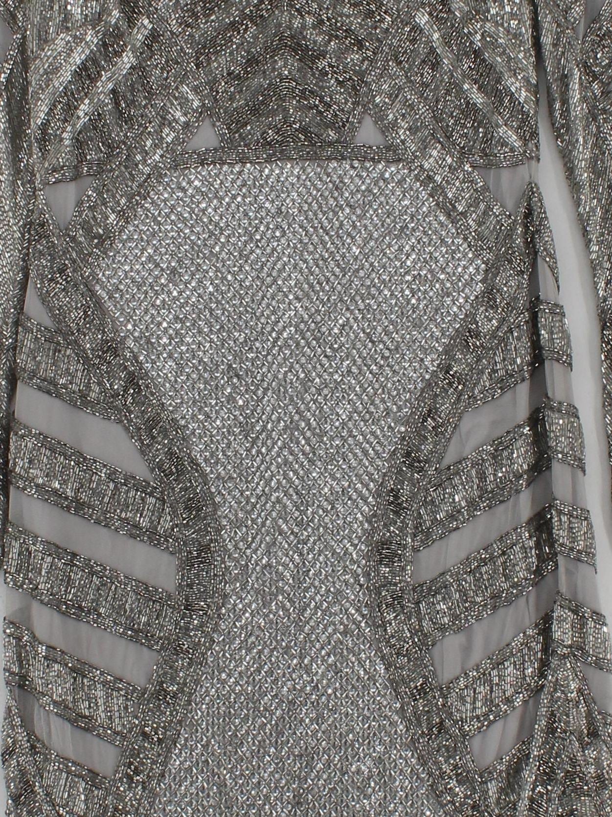 Karen Millen Bodycon Midi Dress UK14 in Silver RRP £439 - Image 3