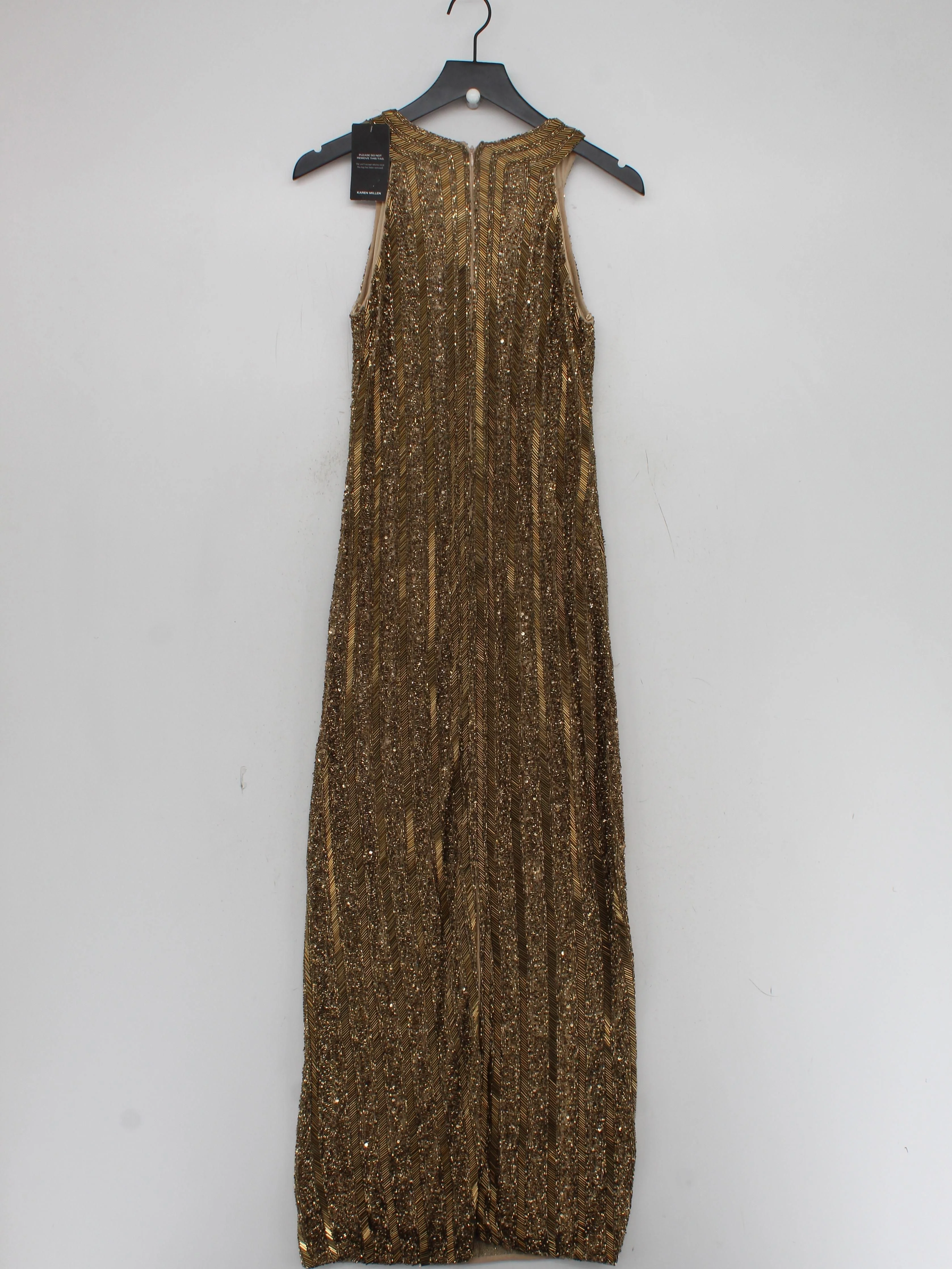 Karen Millen Bodycon Midi Dress UK6 in Gold RRP £409 - Image 2