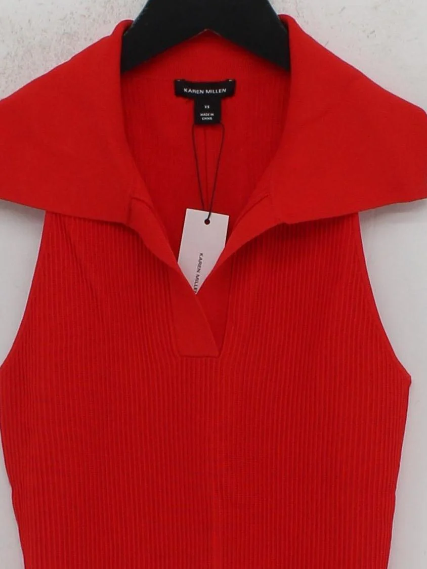 Karen Millen Bodycon Midi Dress XXS in Red RRP £119 - Image 3