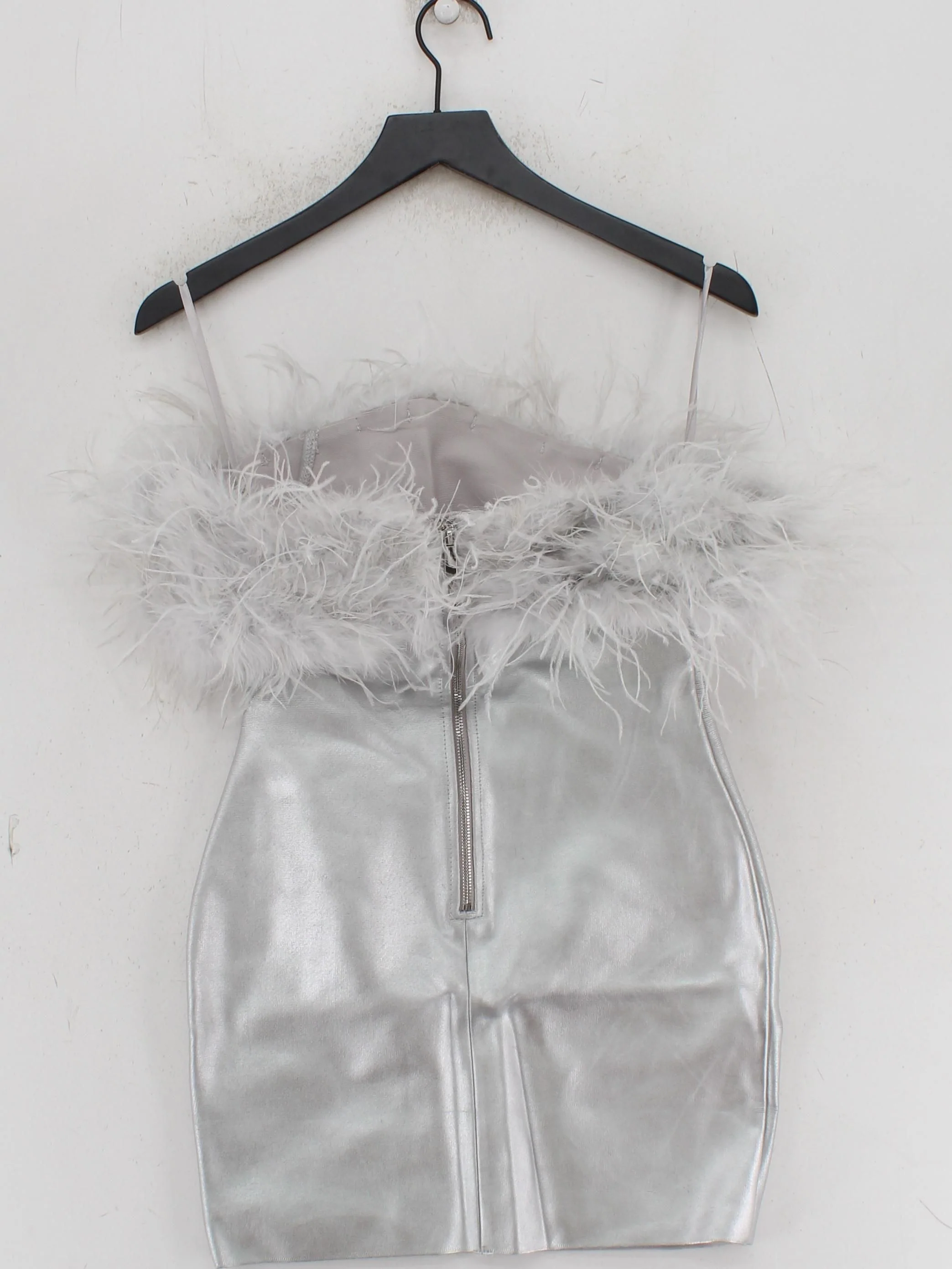 Karen Millen Bodycon Mini Dress S in Silver RRP £189 - Image 2