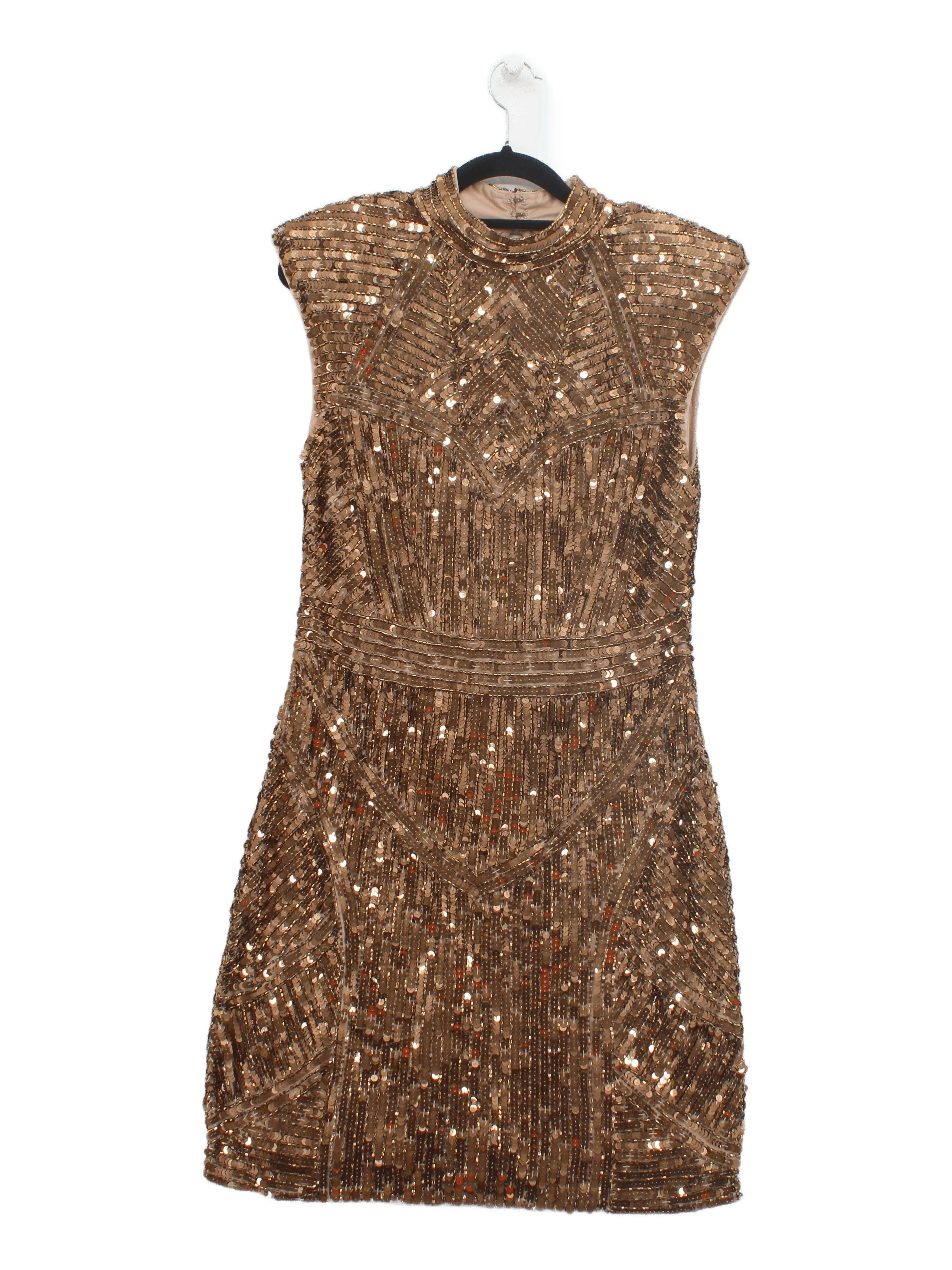 Karen Millen Bodycon Mini Dress UK12 in Gold RRP £329