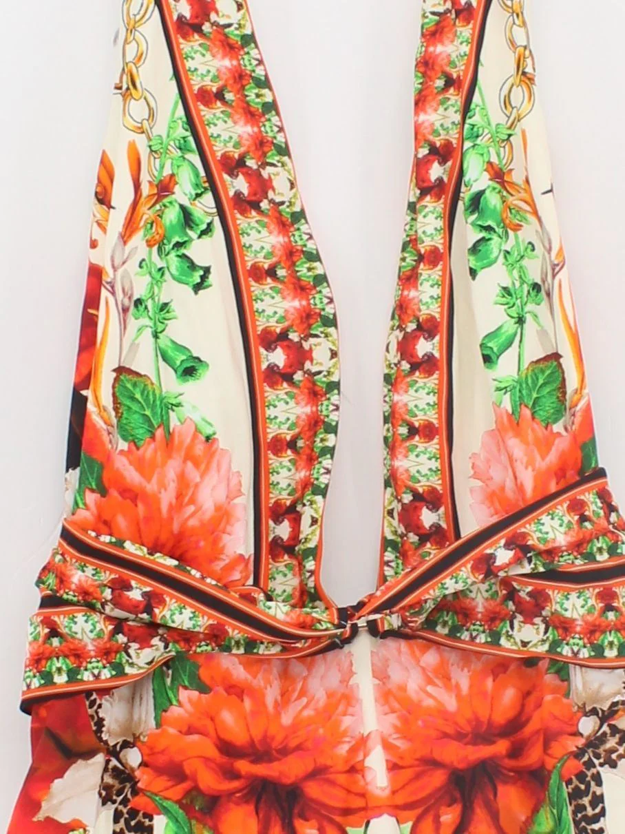 Karen Millen halter neck plunge one-piece swimsuit in multi RRP £79 - Image 3