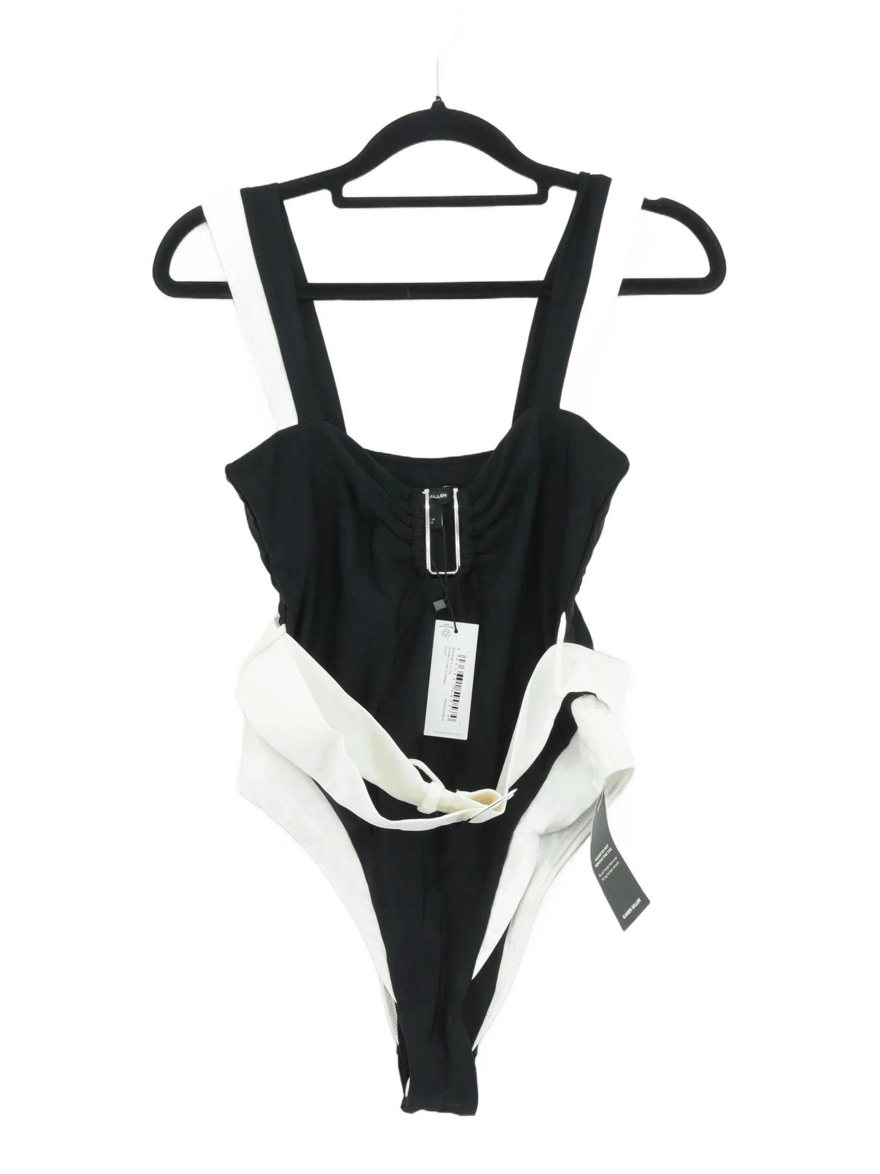 Karen Millen high leg belted one-piece swimsuit in black RRP £69