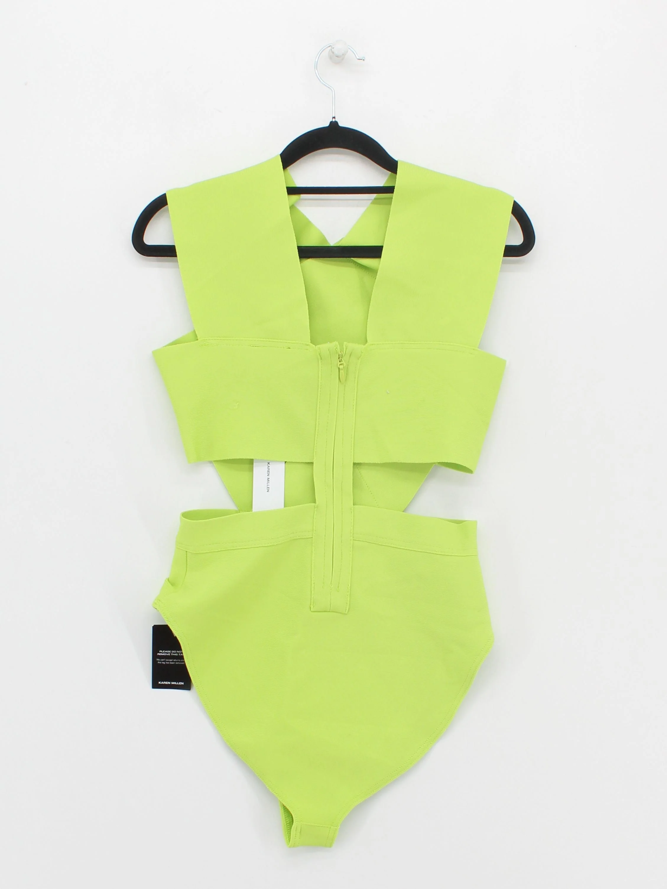 Karen Millen high waist high leg cheeky one-piece swimsuit in yellow RRP £69 - Image 2