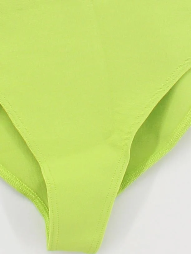 Karen Millen high waist high leg cheeky one-piece swimsuit in yellow RRP £69 - Image 4