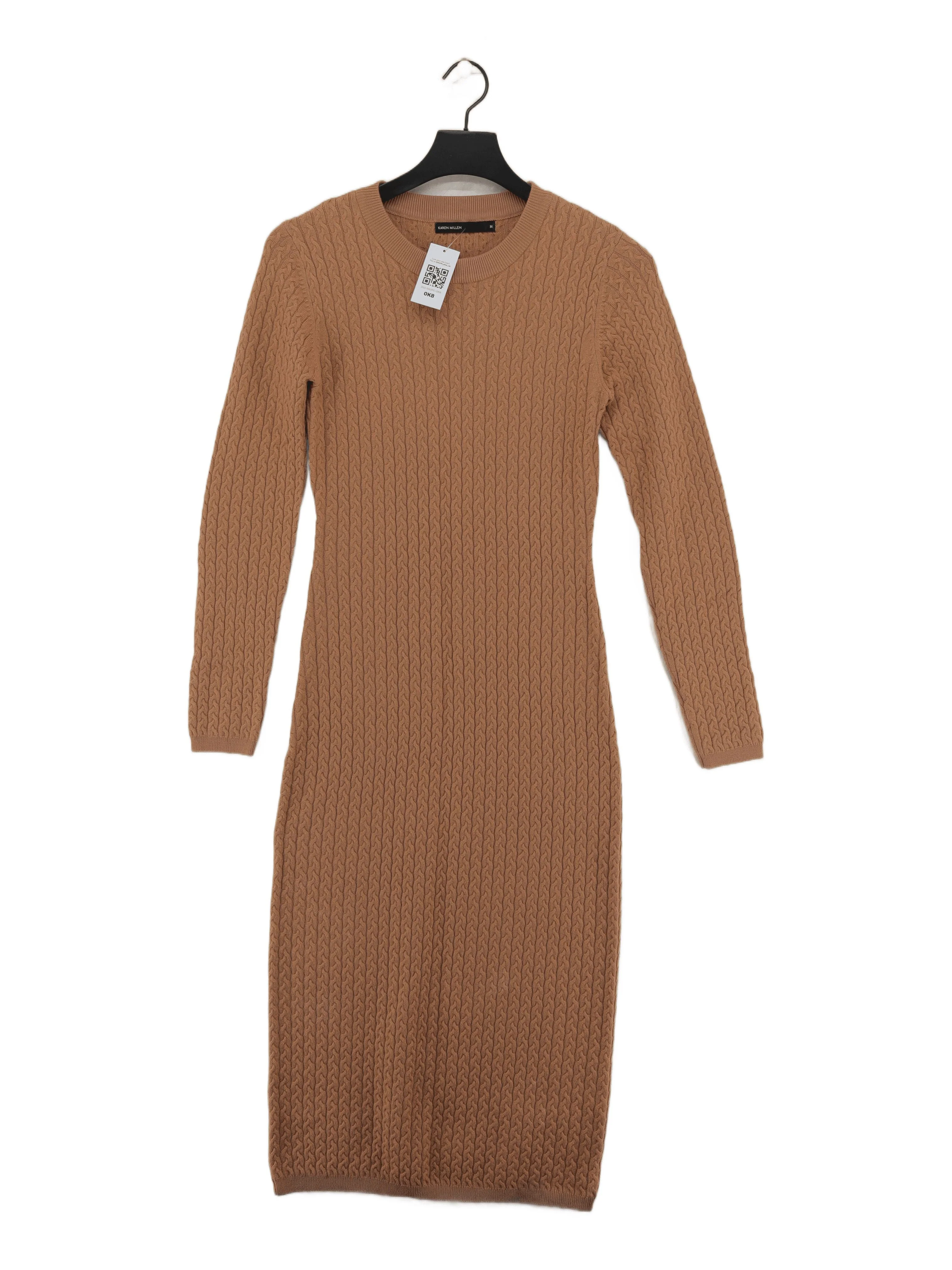 Karen Millen Jumper Midi Dress M in Tan