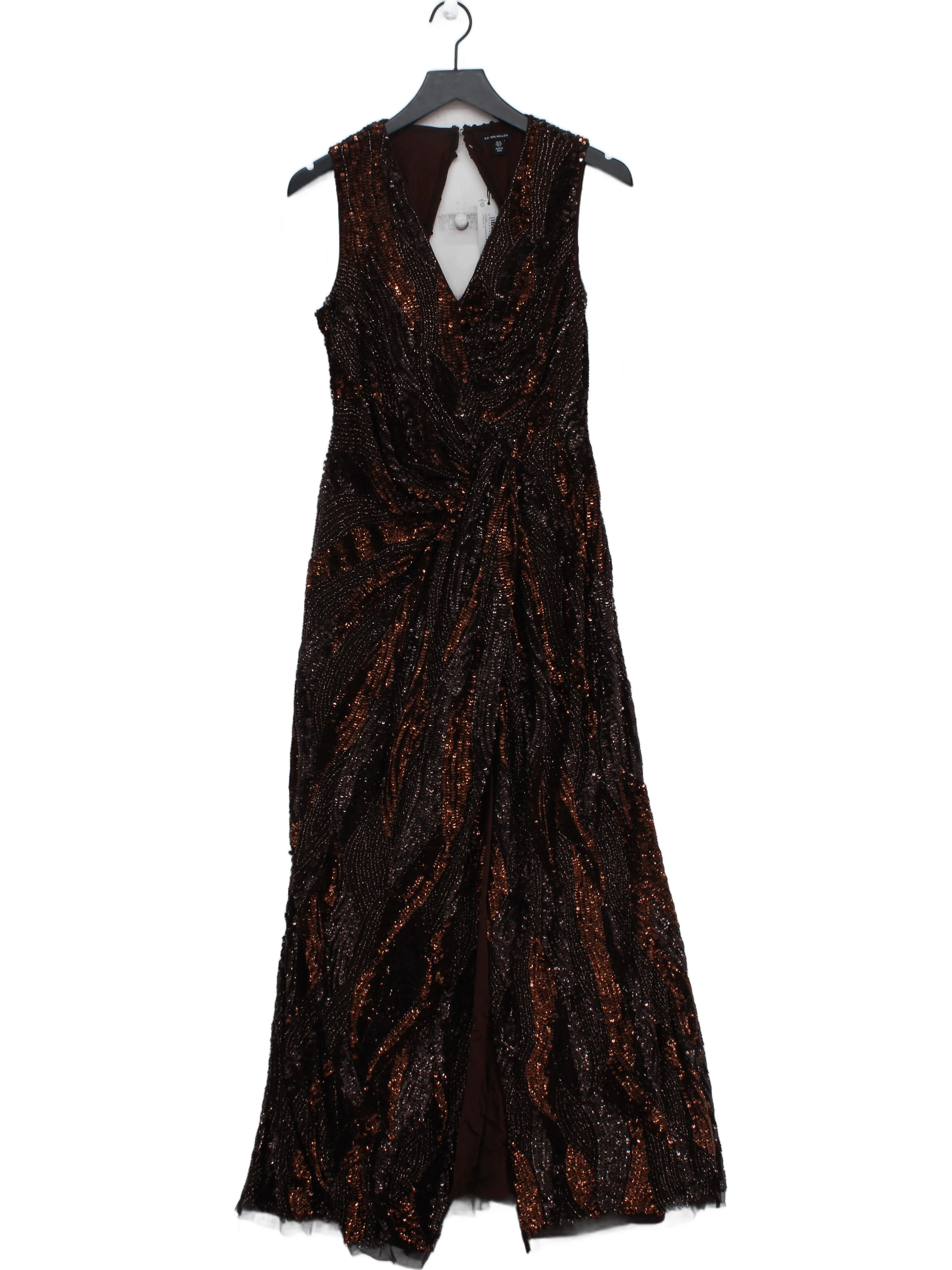 Karen Millen Maxi Dress UK10 in Brown RRP £359